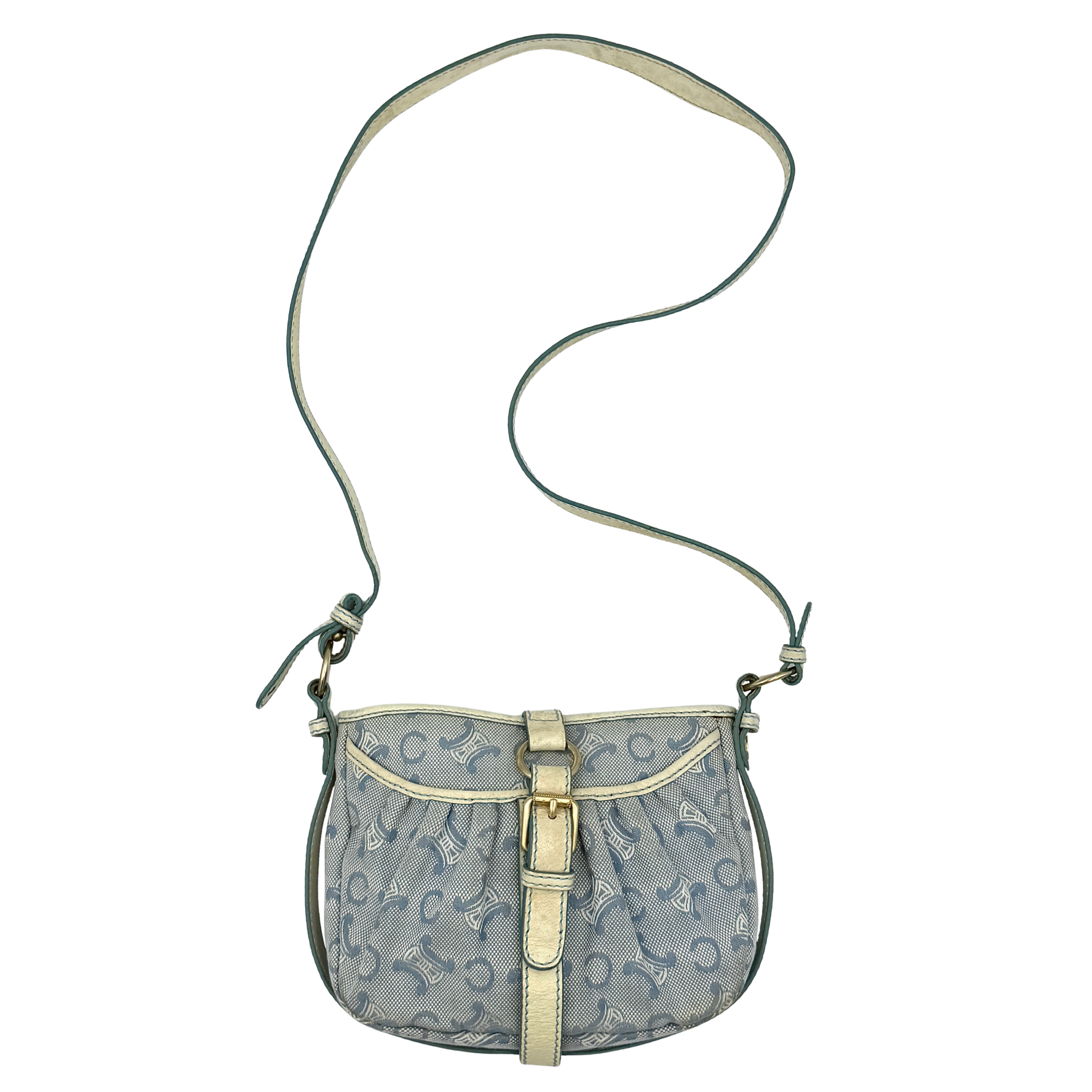 Celine Macdam Canvas Crossbody Bag Blue/White