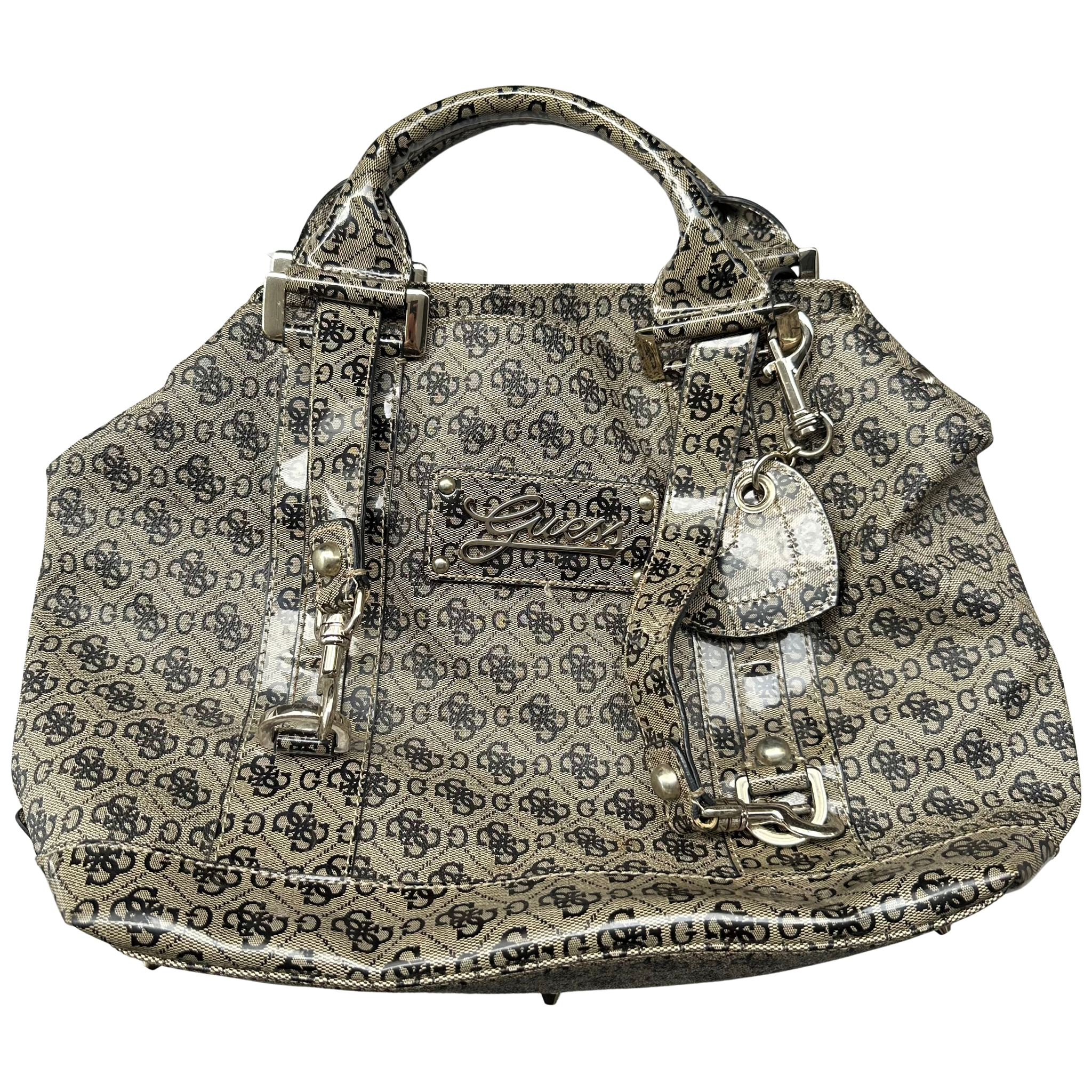 Guess 4G Logo Monogram Satchel Bag