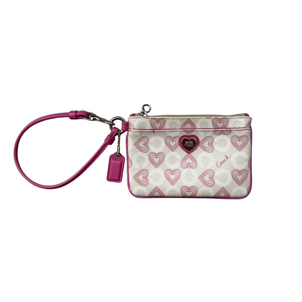 Coach Pink Heart Coin Case Wristlet