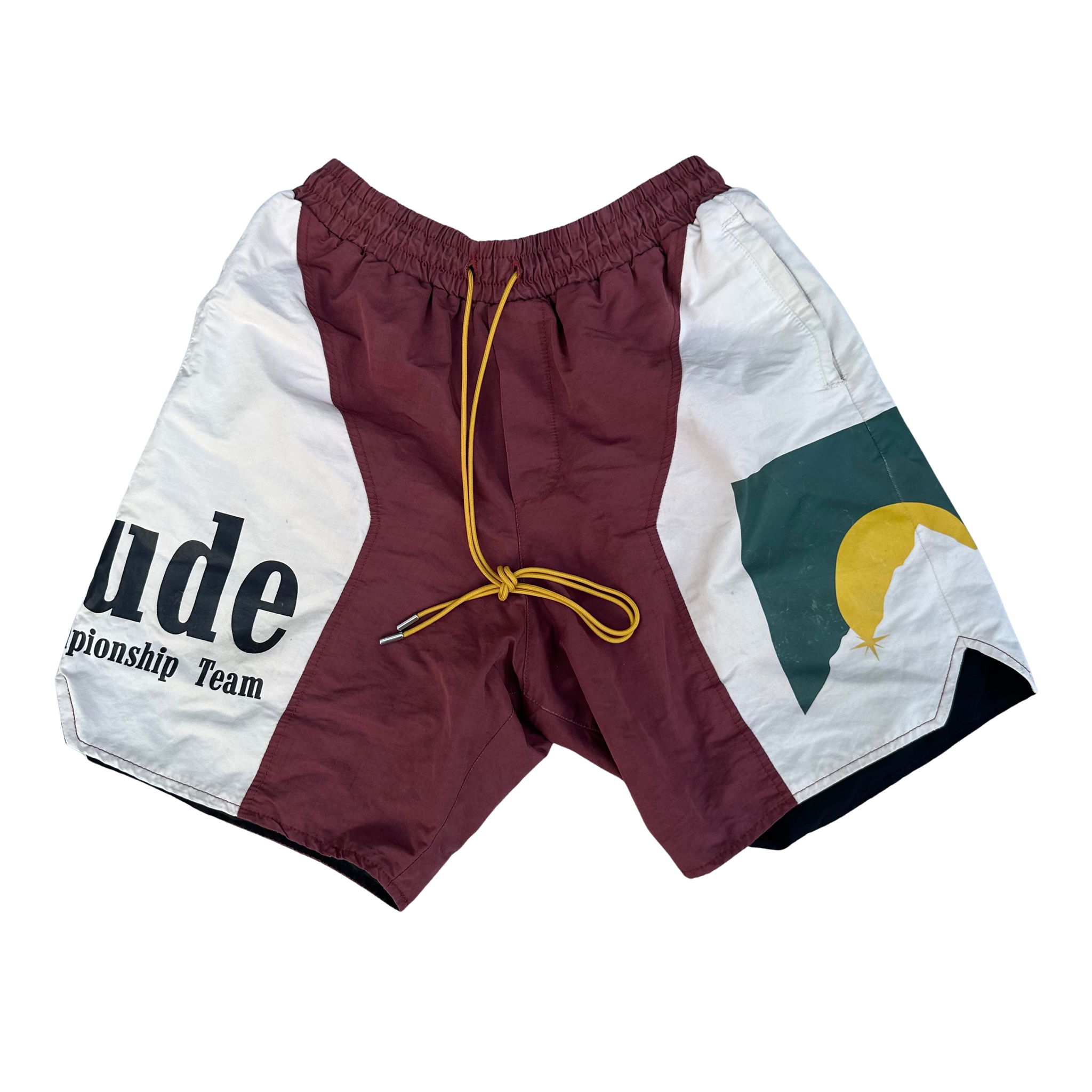 Rhude Panel Logo Shorts Maroon/White/Multi (FW22)