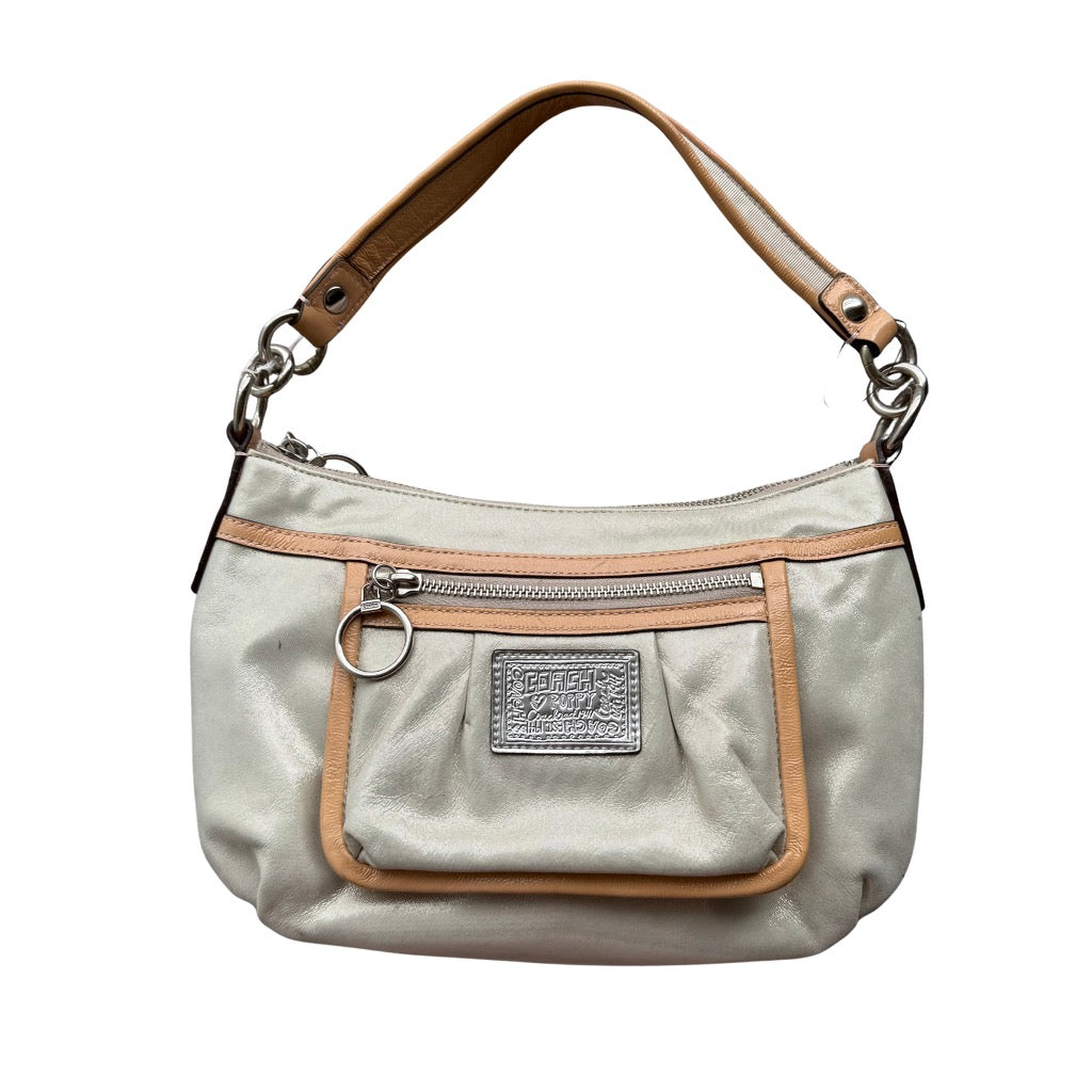 Coach Signature Poppy Shoulder Bag Silver/Tan