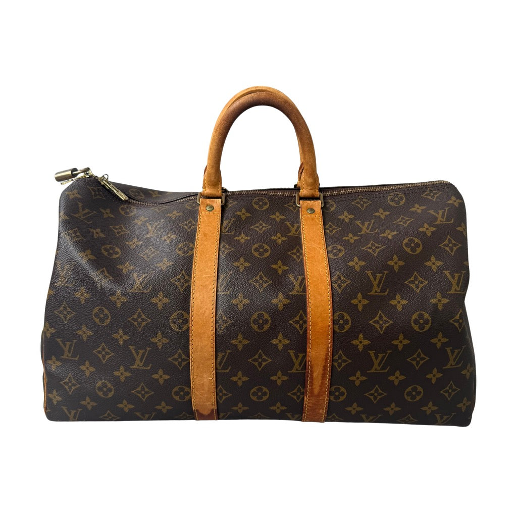 Louis Vuitton Monogram Keepall Duffle Bag Brown