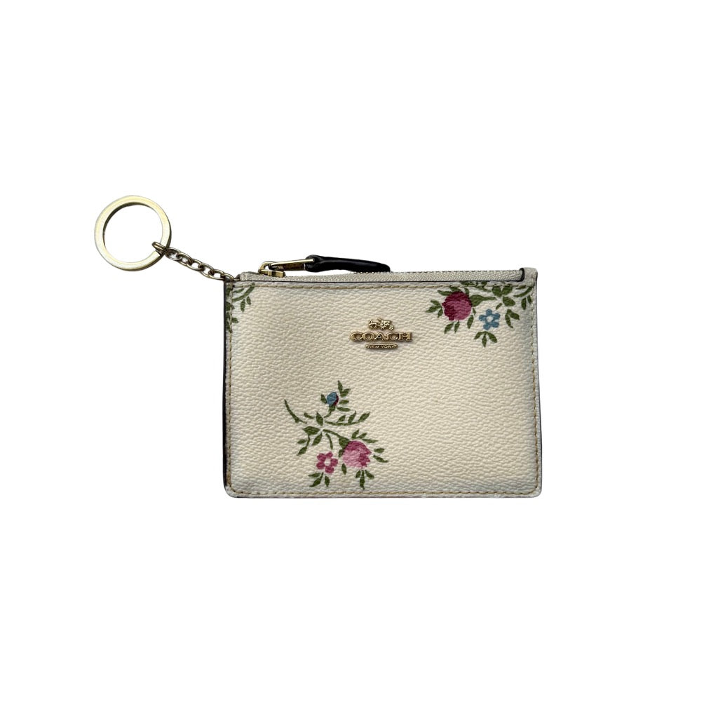 Coach Mini Skinny ID Antique Florant Print Key Cardholder