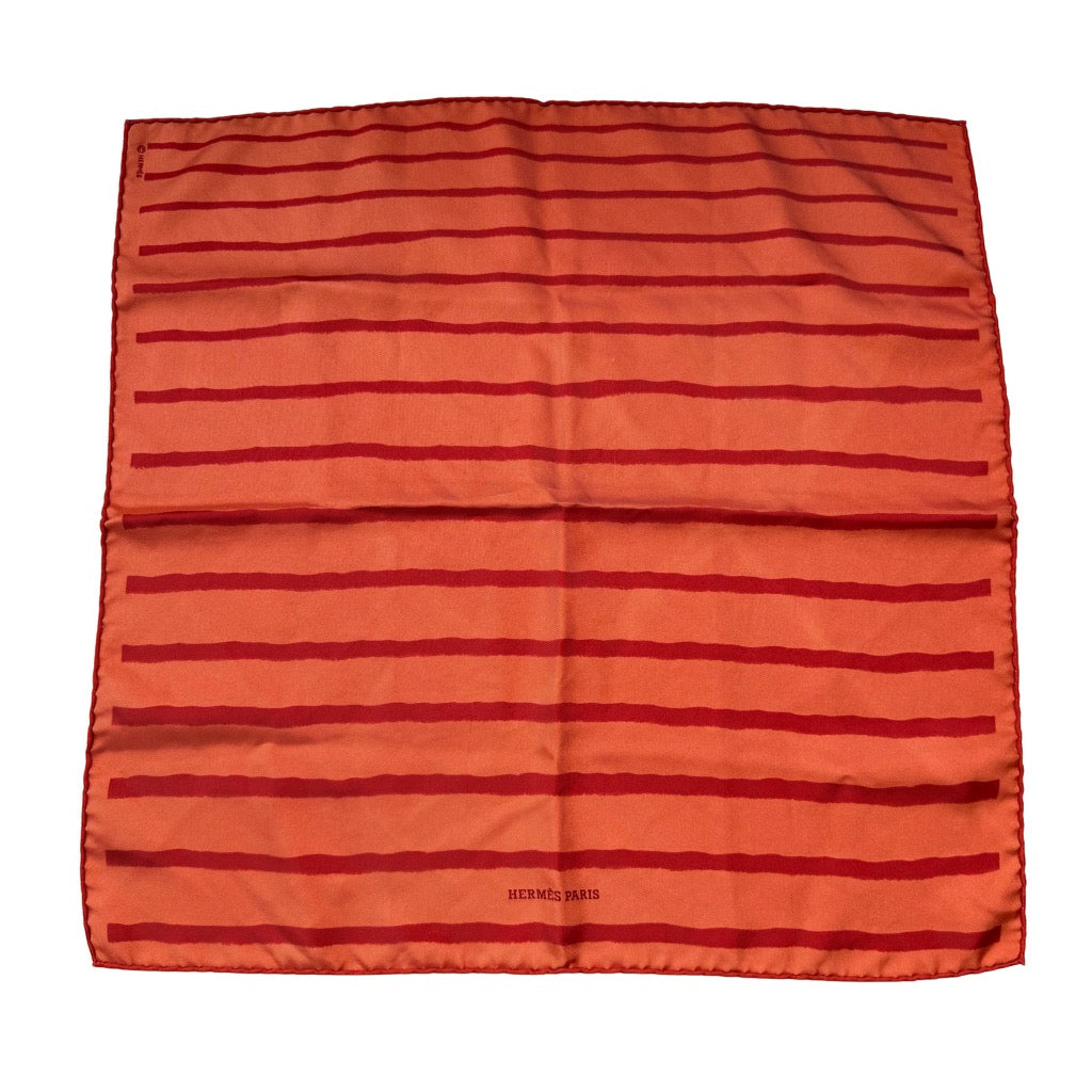 Hermès Paris Stripes Silk Scarf Orange