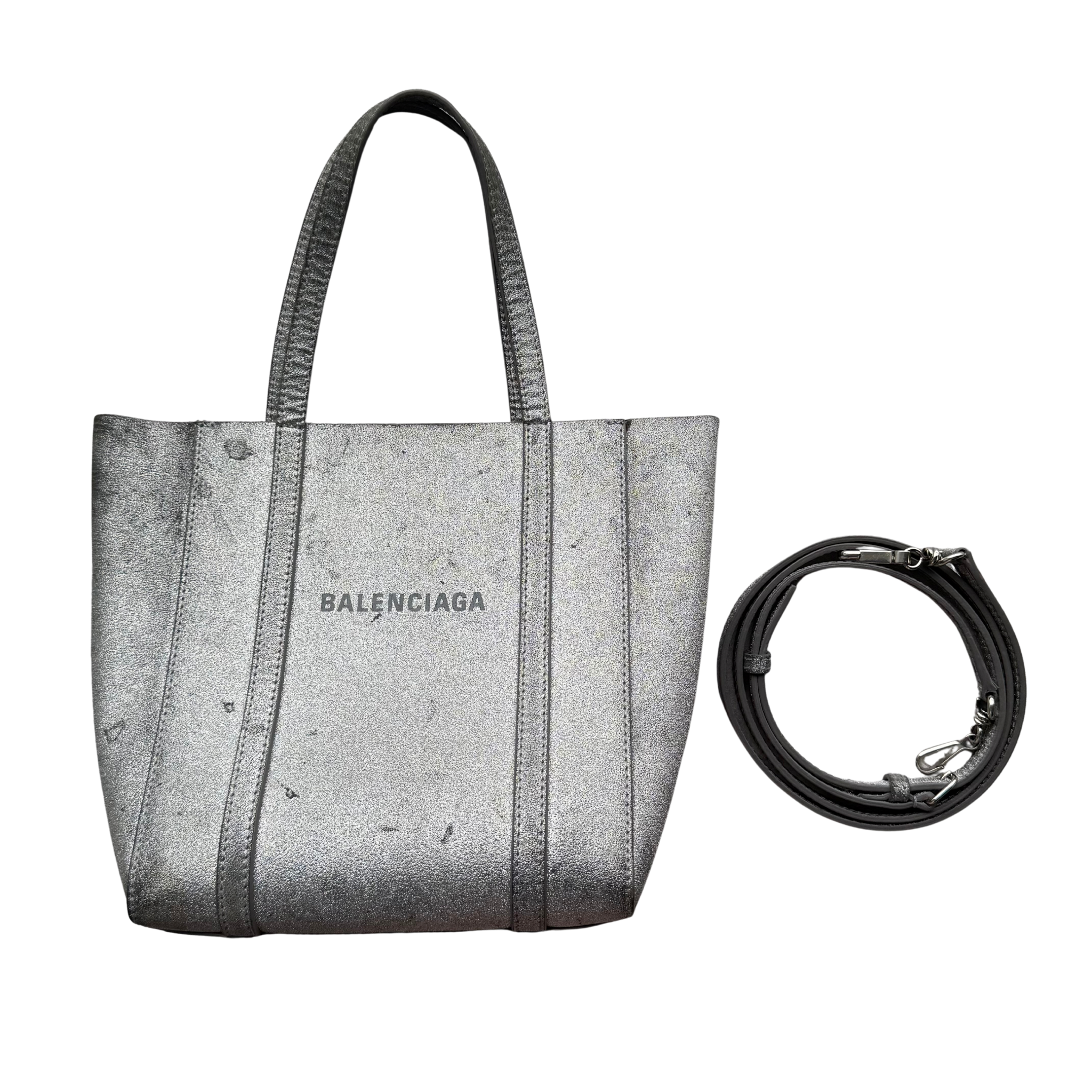 Balenciaga Glitter Everyday Silver Tote Bag