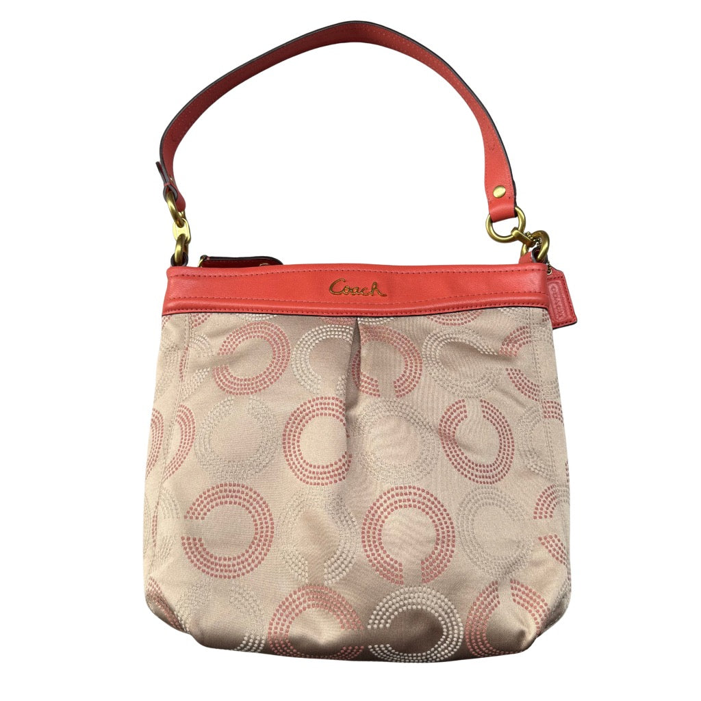 Coach Ashley Dotted Op Art Hippie Handbag Beige/Pink