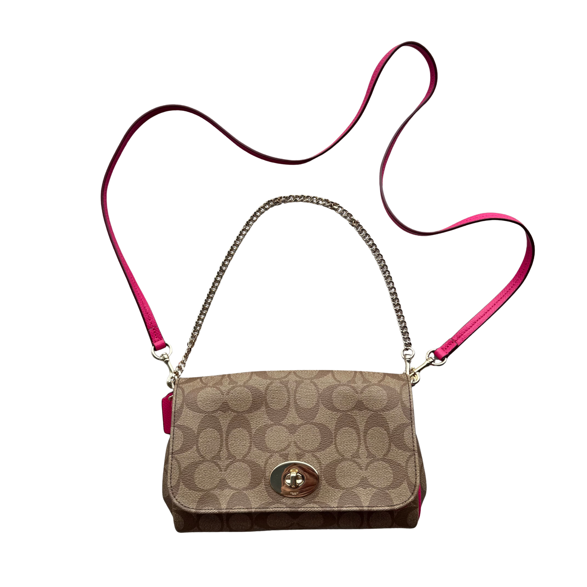 Coach 2Way Signature Ruby Purse Shoulder Bag Beige/Pink