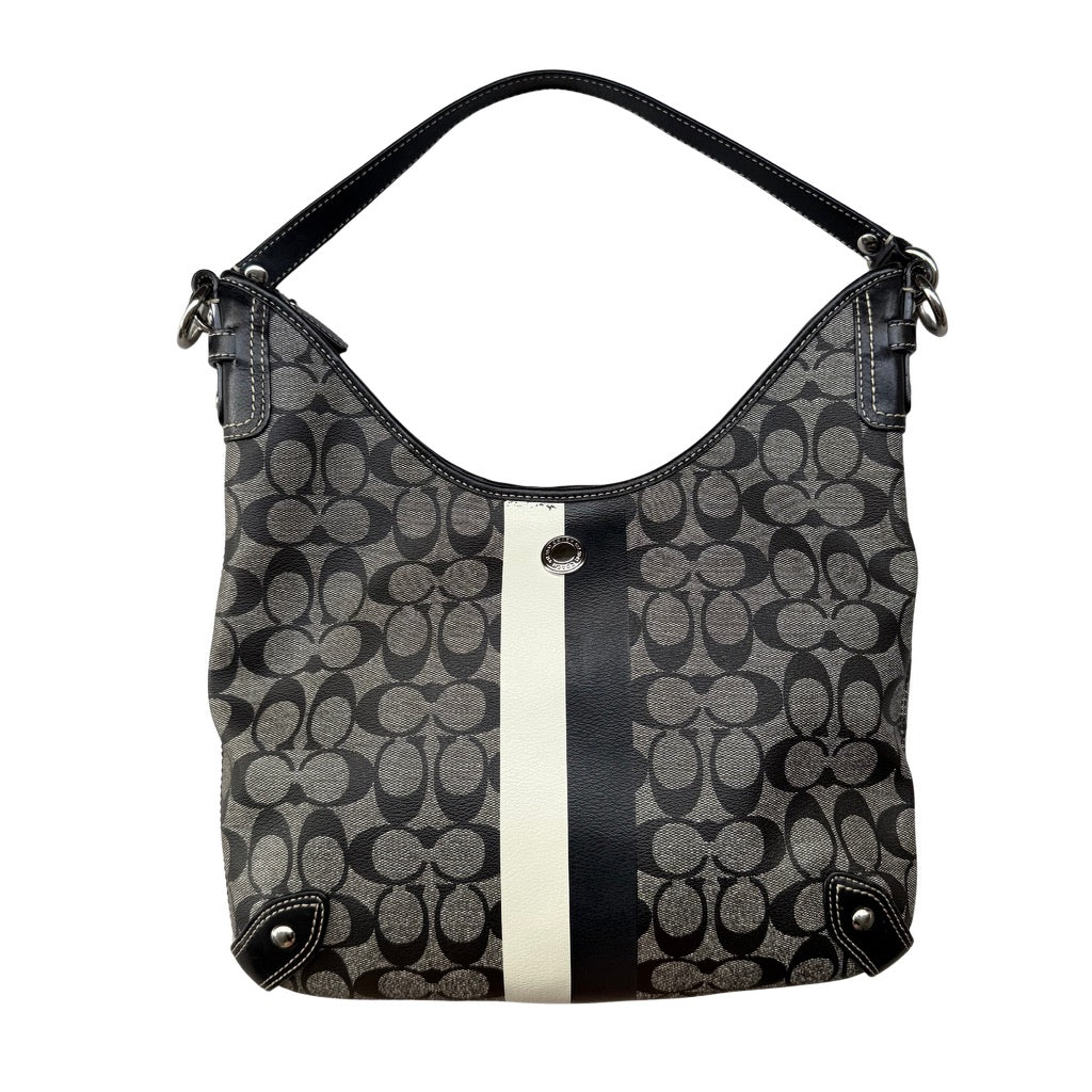 Coach Heritage Stripe Chelsea Hobo ShoulderBag Black/Grey