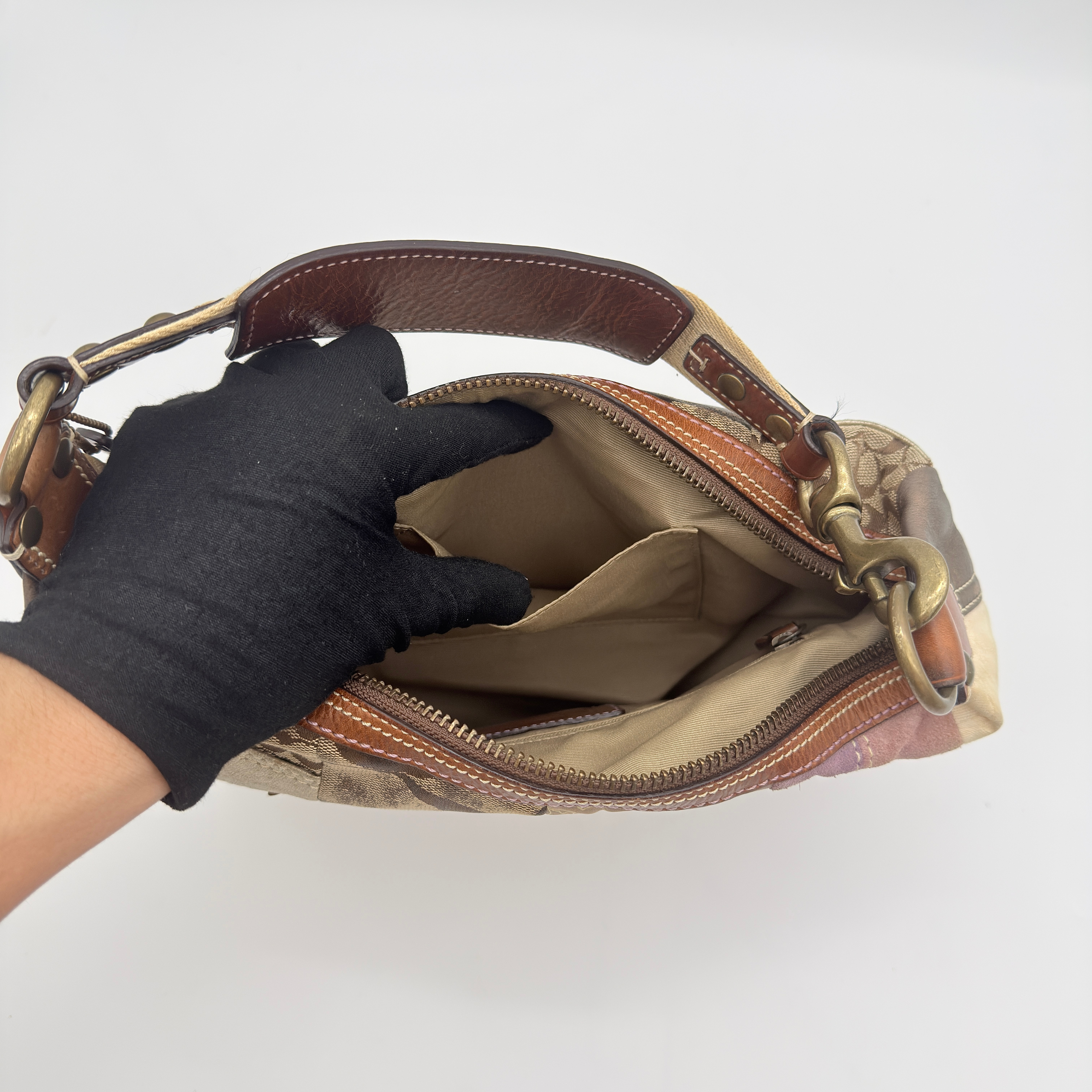 Coach Y2K Patchwork Hobo Boho Shoulder Bag Multicolor