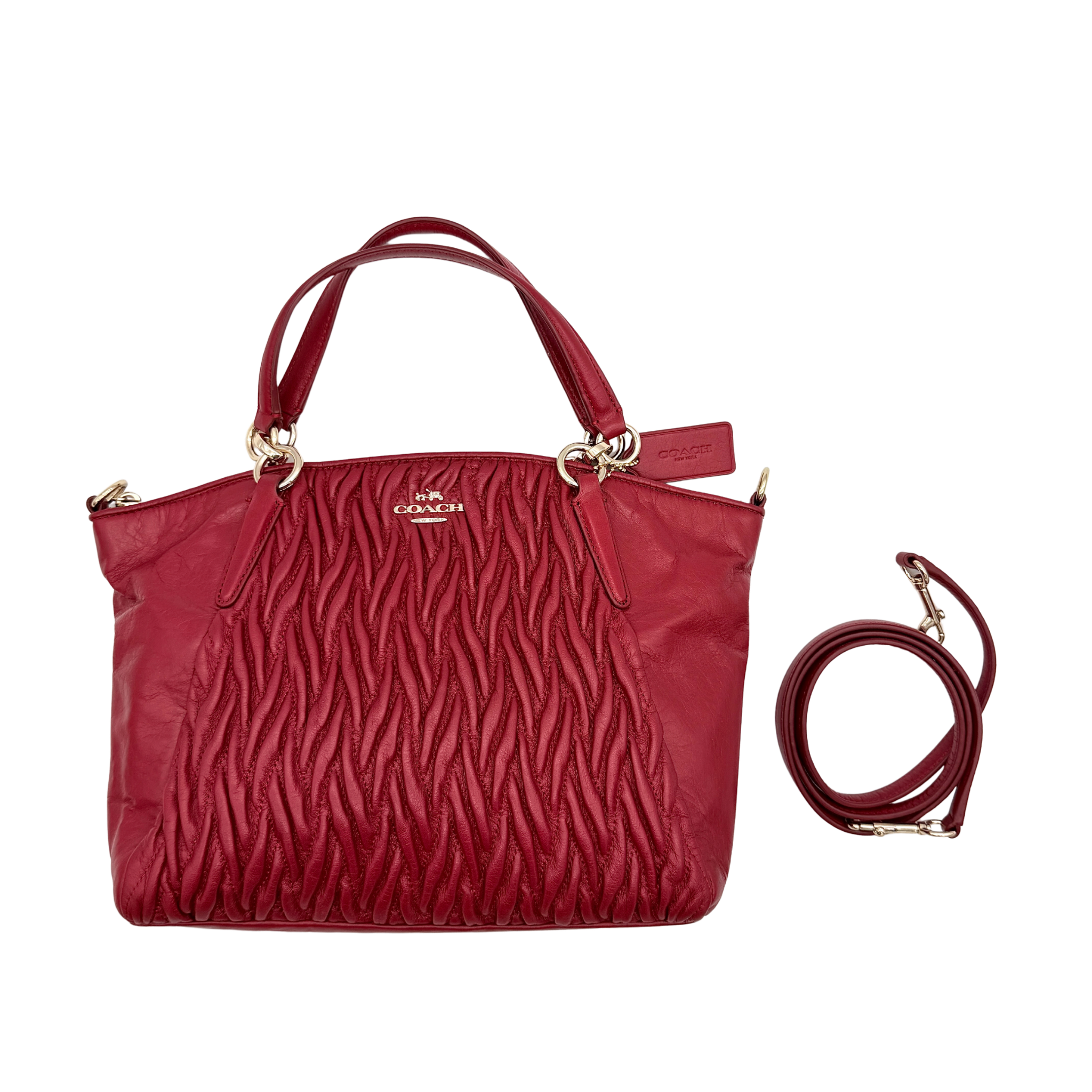Coach 2Way Kelsey Quilted Satchel Handbag Red
