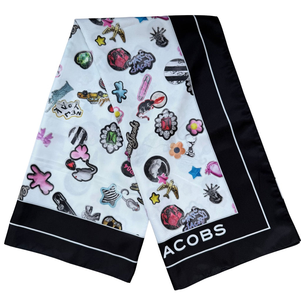 Marc Jacobs Patterned Silk Scarf Black