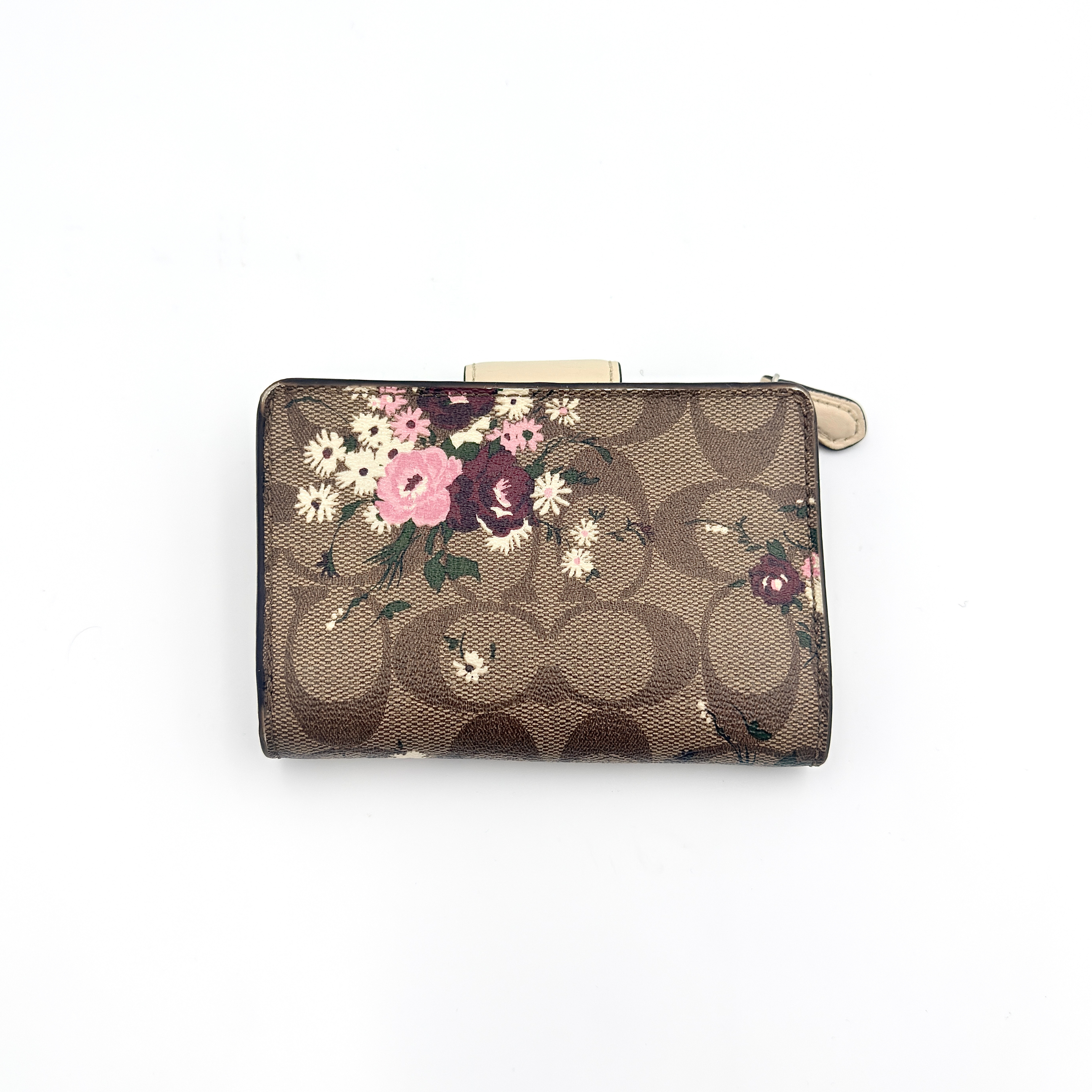 Coach Signature Floral Corner Zip Wallet Brown/Multi