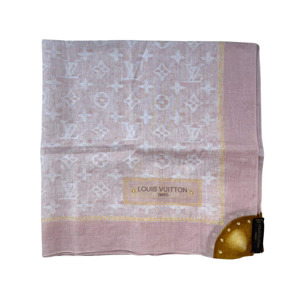 Louis Vuitton Monogram Denim Silk Scarf Light Pink