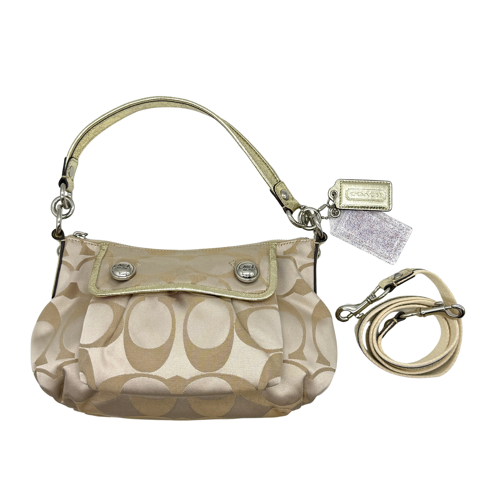 Coach 2Way Signature Shoulder Bag Cream/Gold