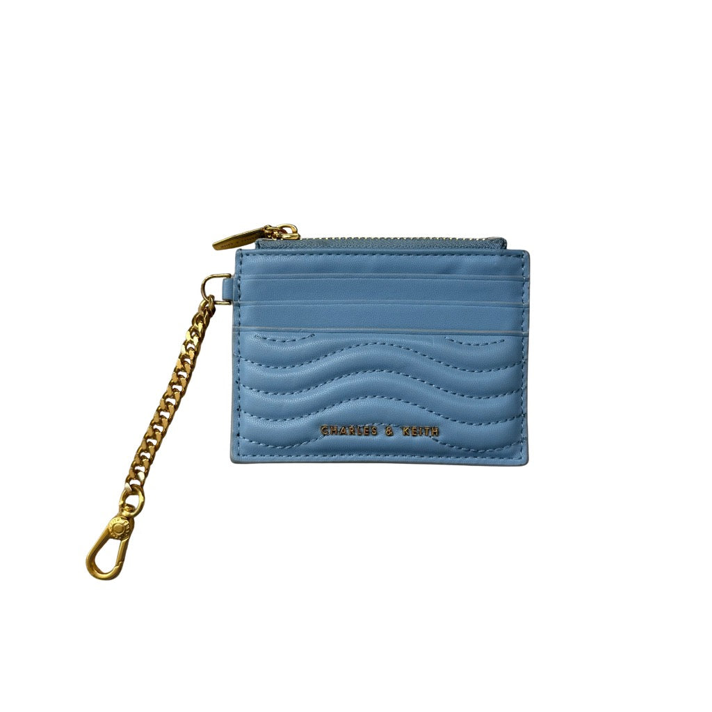 Charles & Keith Aubrielle Stitch-Trim Zip Cardholder Light Blue
