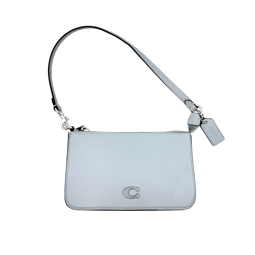 Coach Logo Motif Plaque Shoulder Bag Sky Blue
