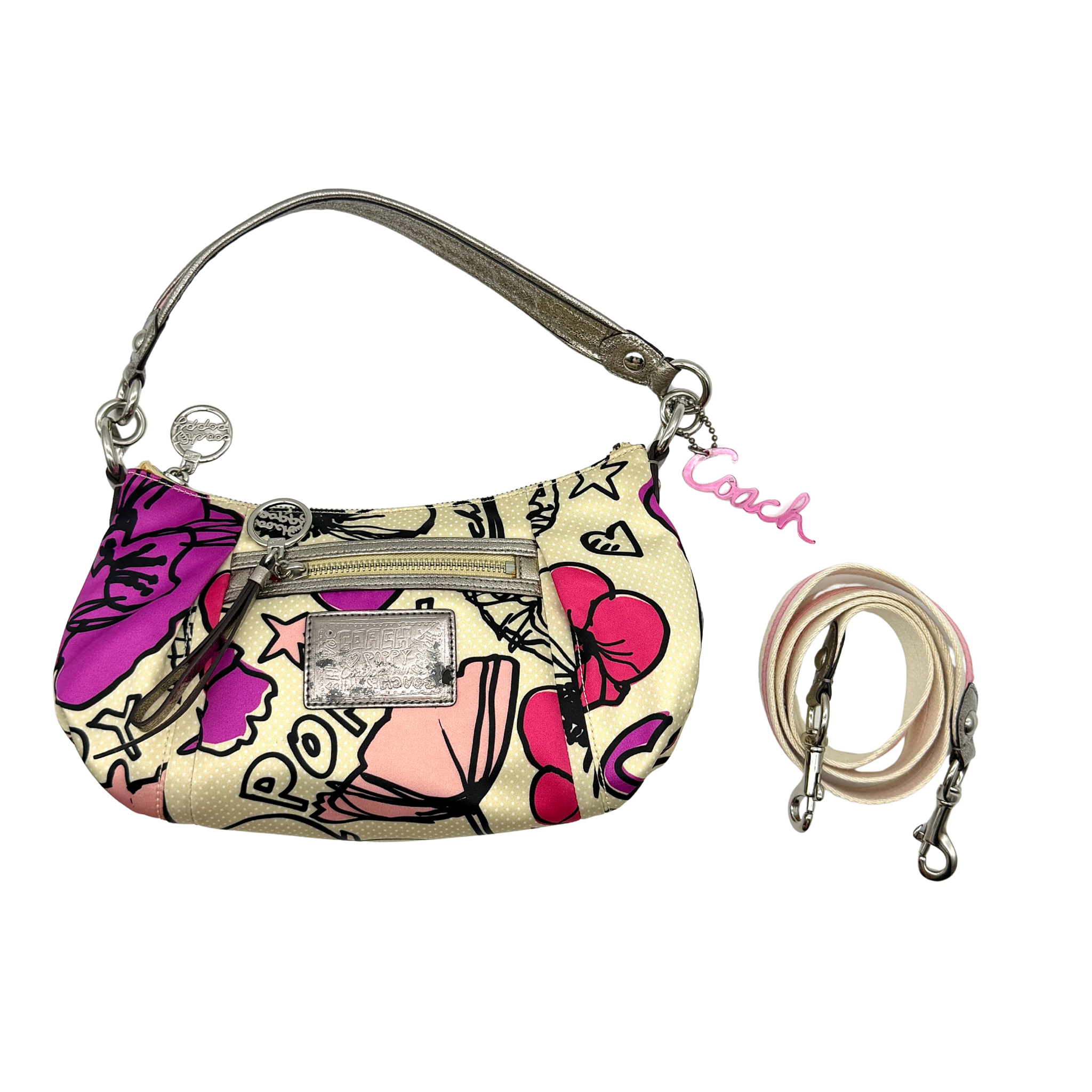 Coach 2Way Multicolour Satin Poppy Shoulder Bag Multi