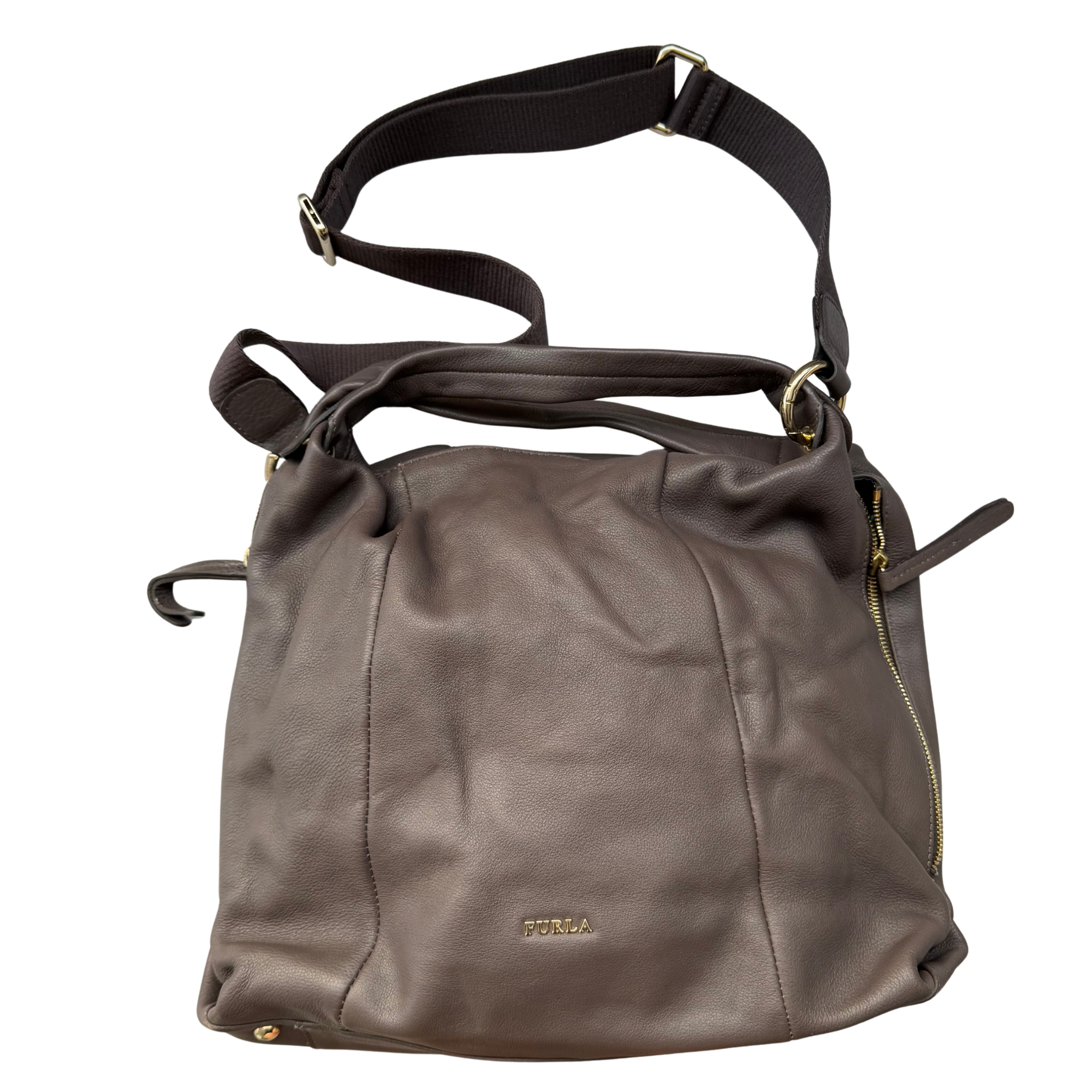 Furla 2Way Liz Daino Hobo Shoulder Bag Brown