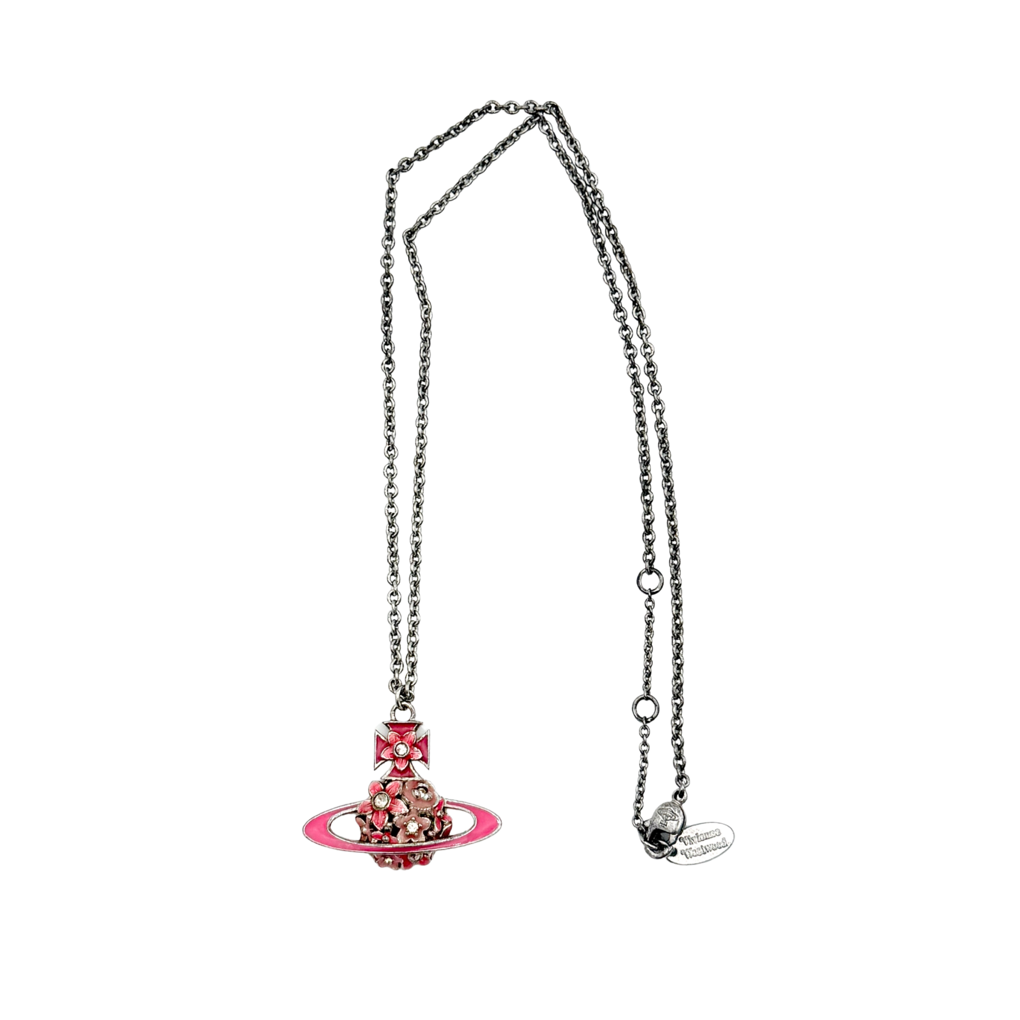 Vivienne Westwood Orb Flower Necklace Silver/Pink