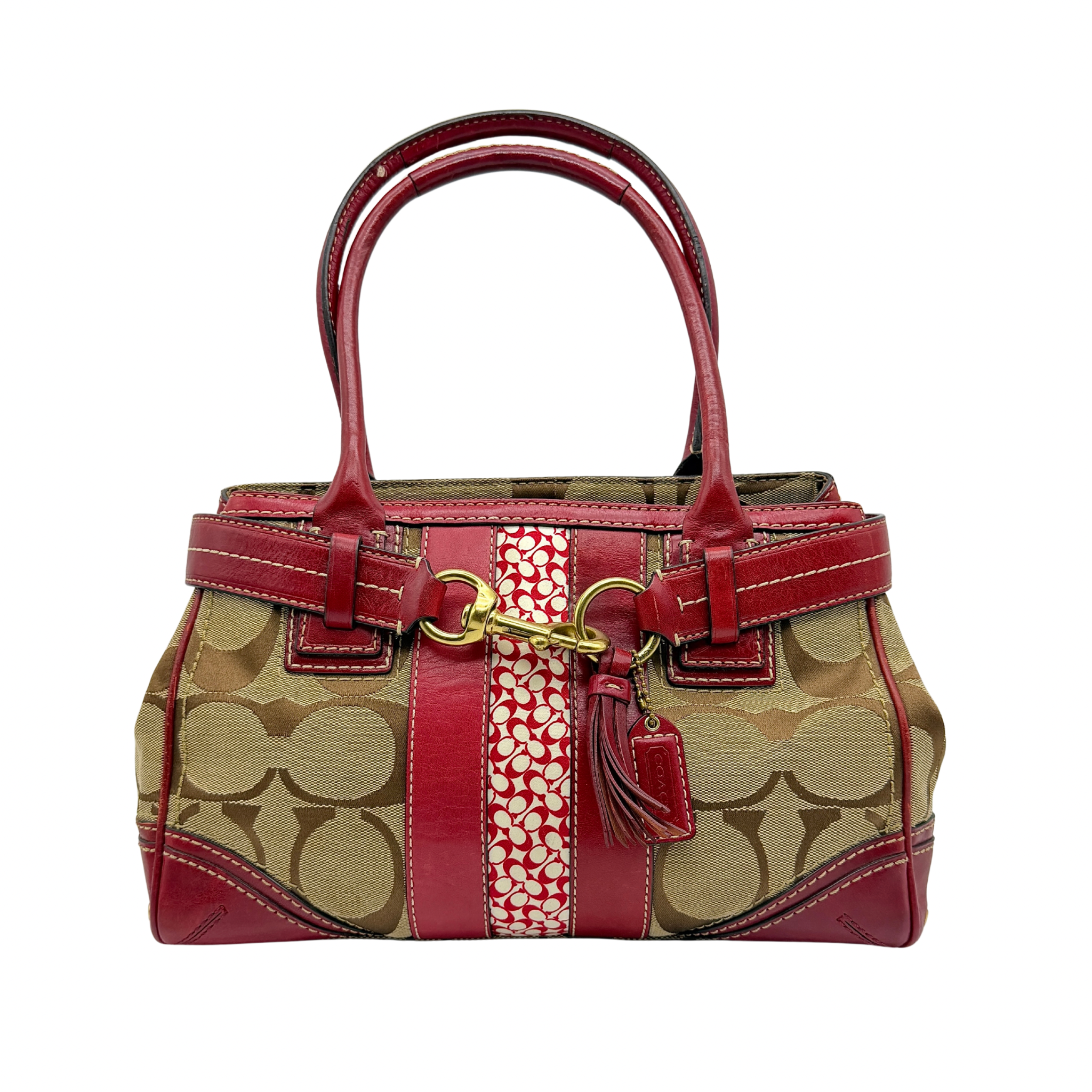 Coach Signature Hampton Carryall Shoulder Bag Red/Beige