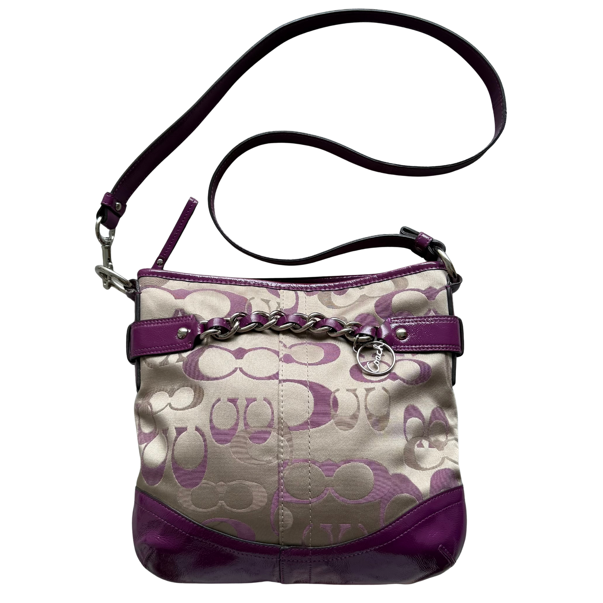 Coach Signature Canvas Crossbody Bag Purple/Beige