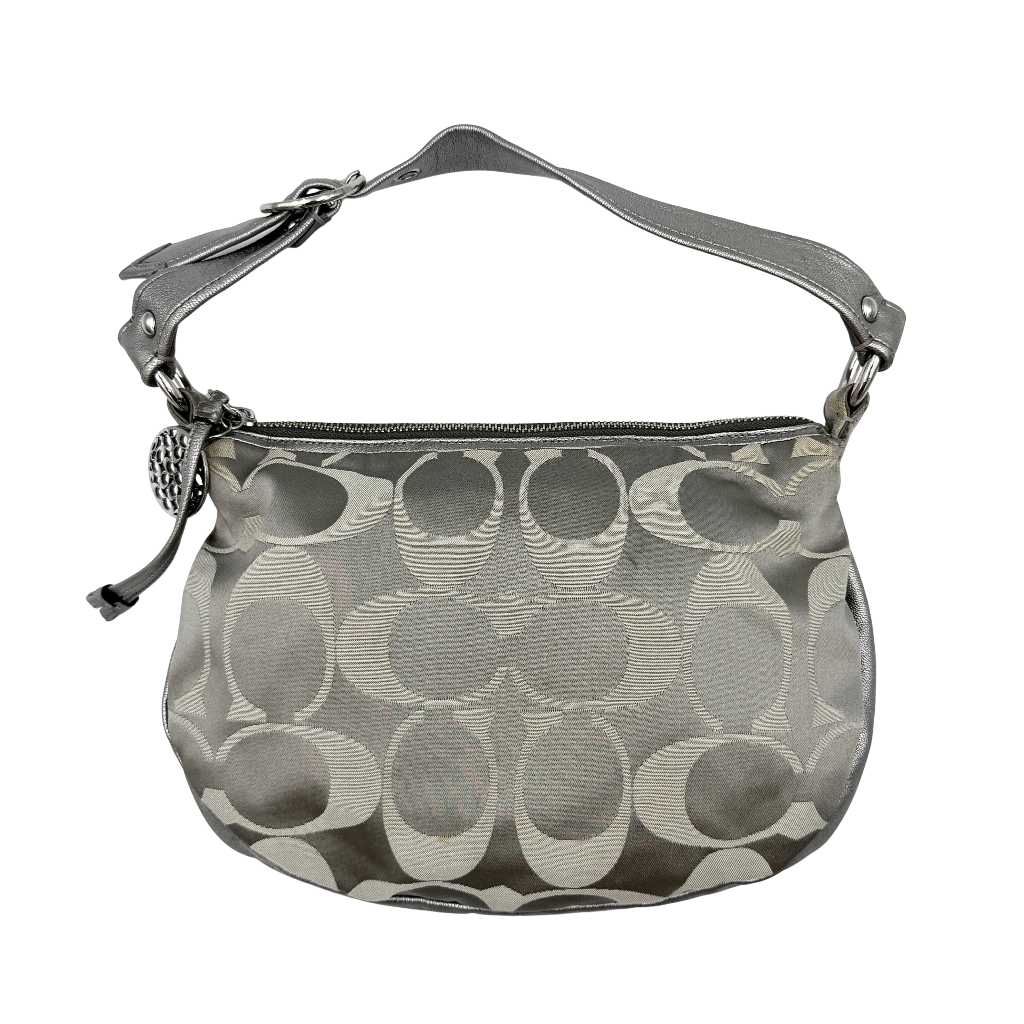 Coach Y2K Signature Hobo Shoulder Bag Silver