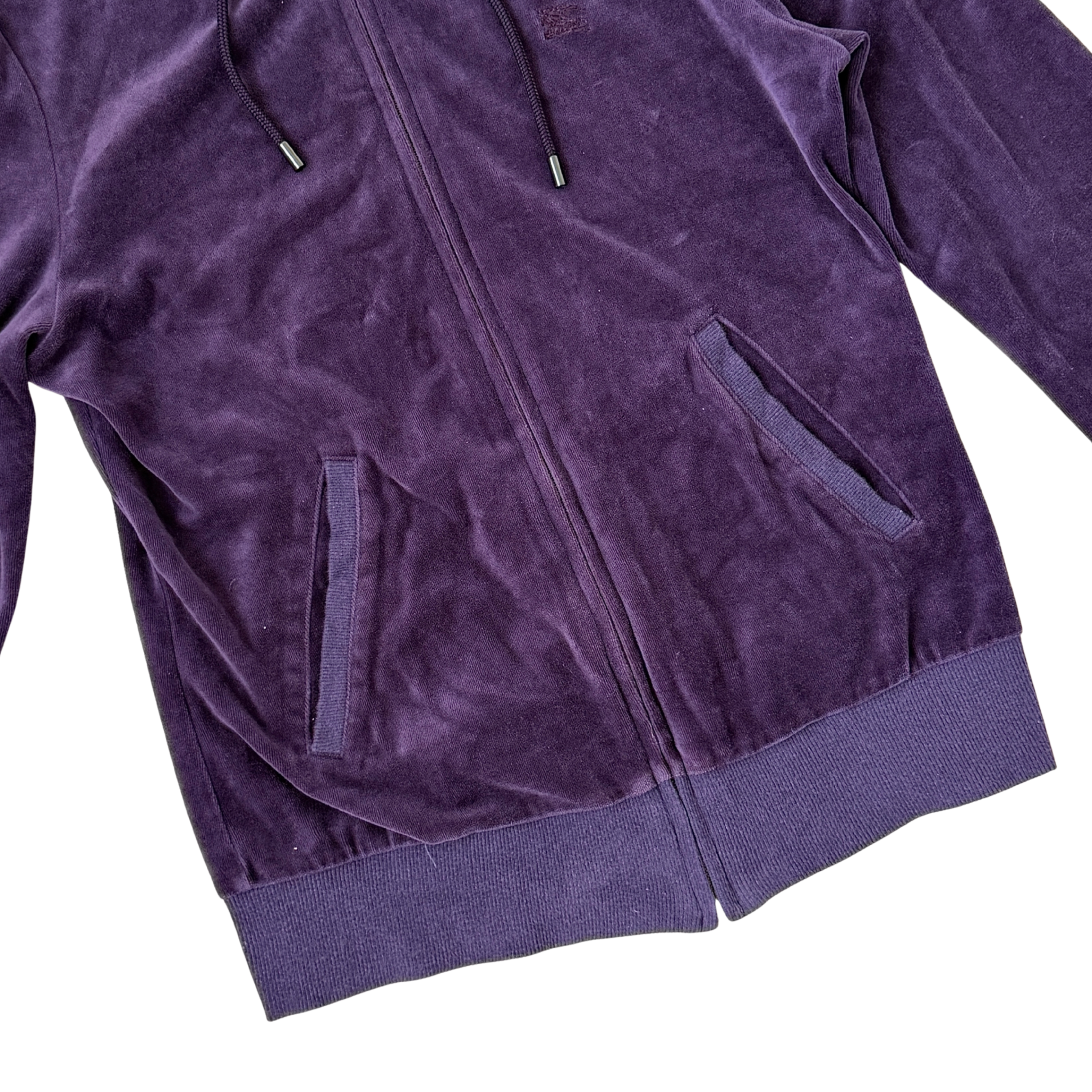 (38) Burberry Blue Label Velvet Zip-up Hoodie Jacket Purple