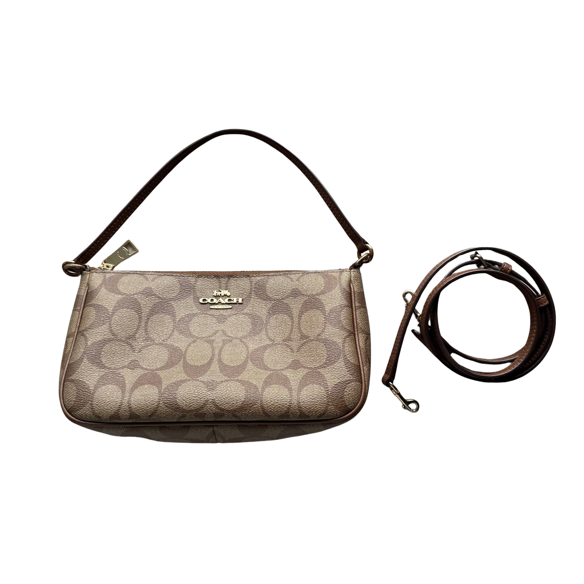 Coach Signature Shoulder Bag Beige