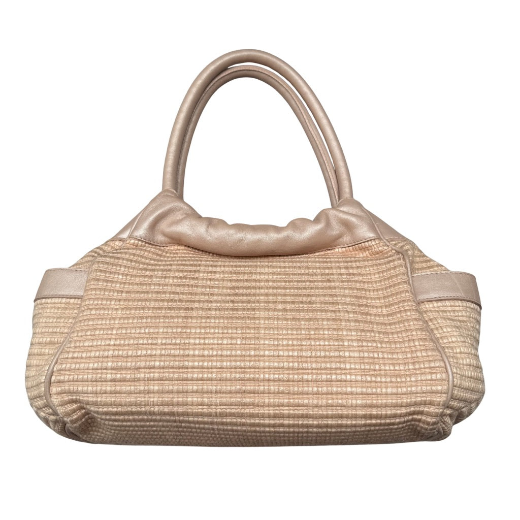 Furla Straw Tote Bag Rose Gold
