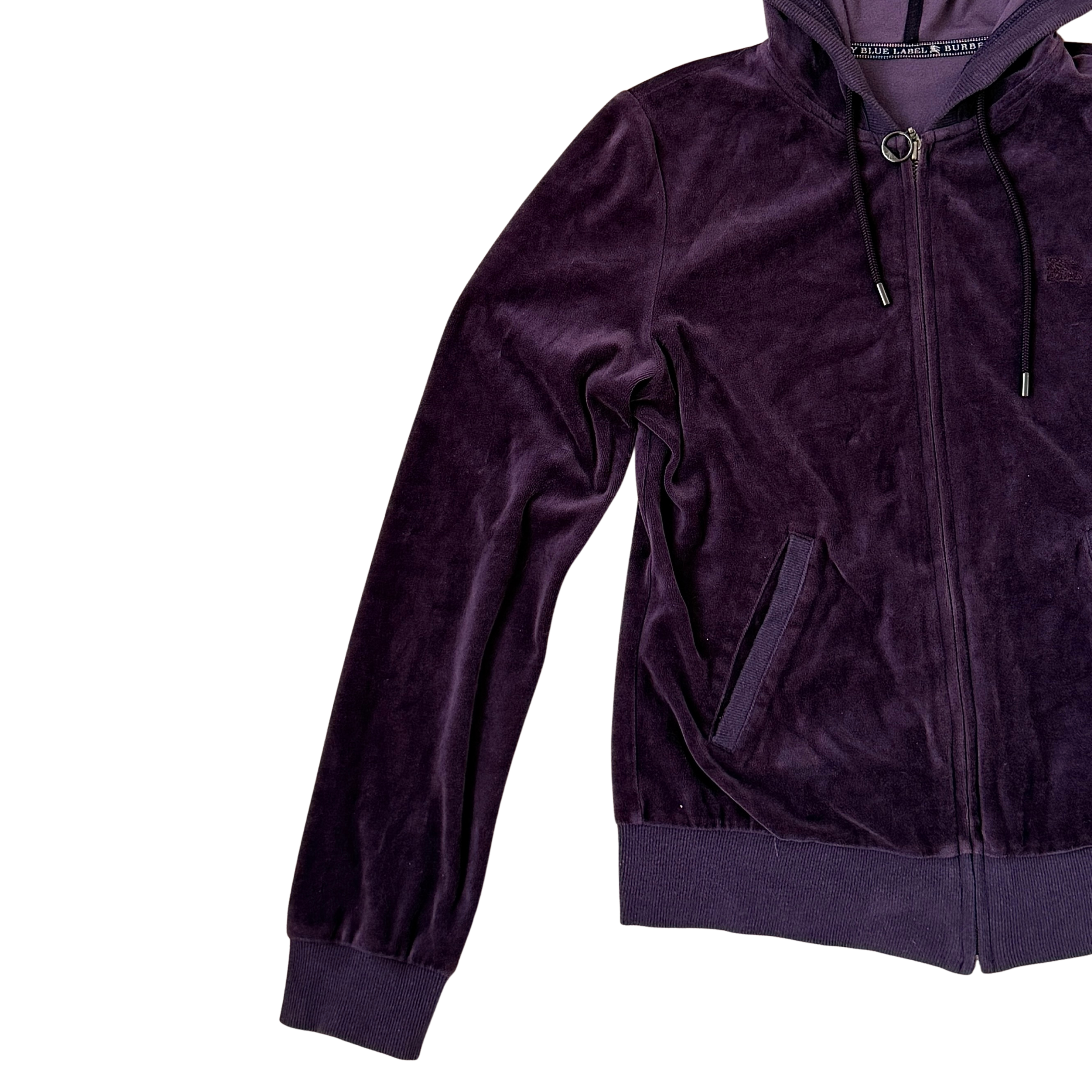 (38) Burberry Blue Label Velvet Zip-up Hoodie Jacket Purple