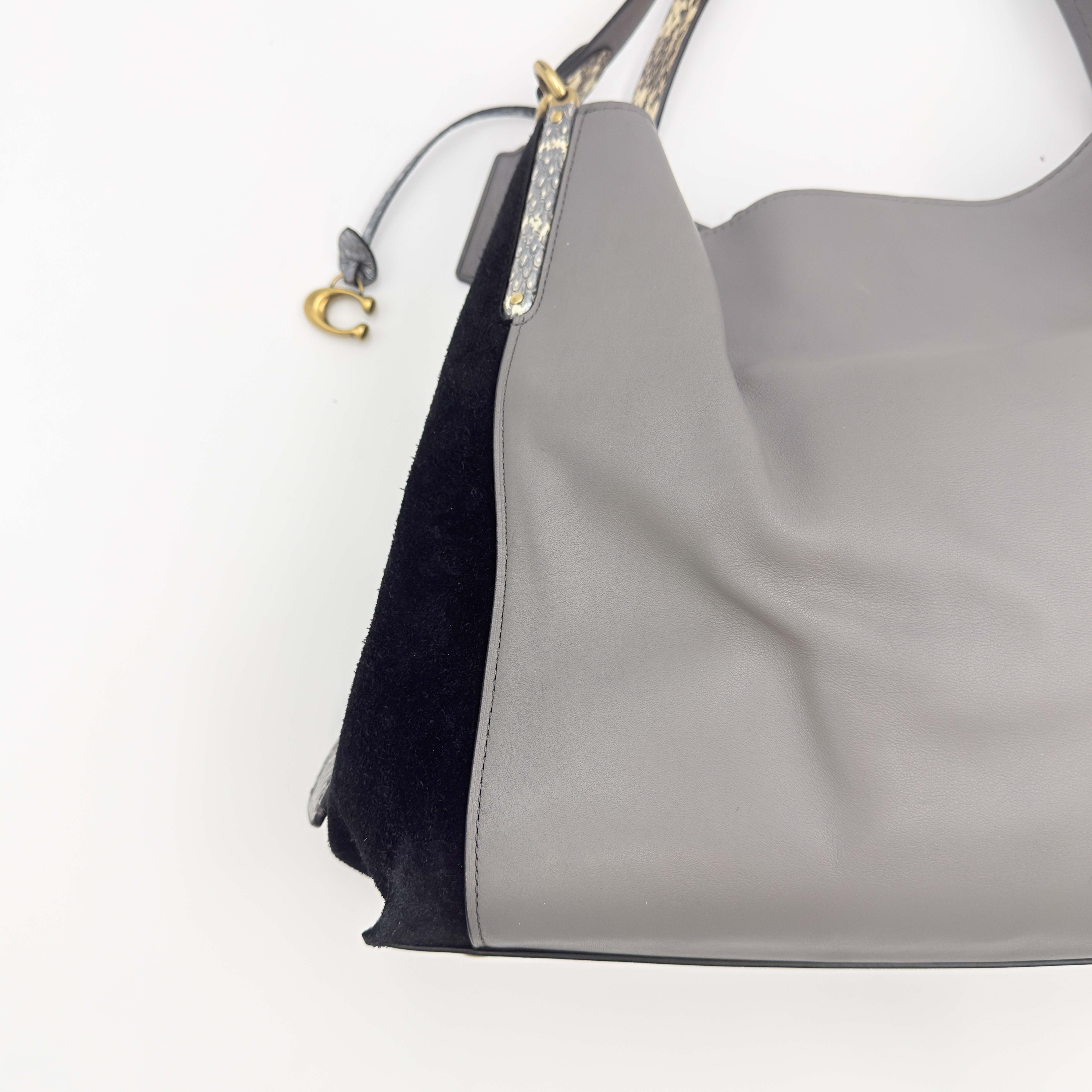 Coach Dalton 31 Snakeskin Hobo Shoulder Bag Grey/Black