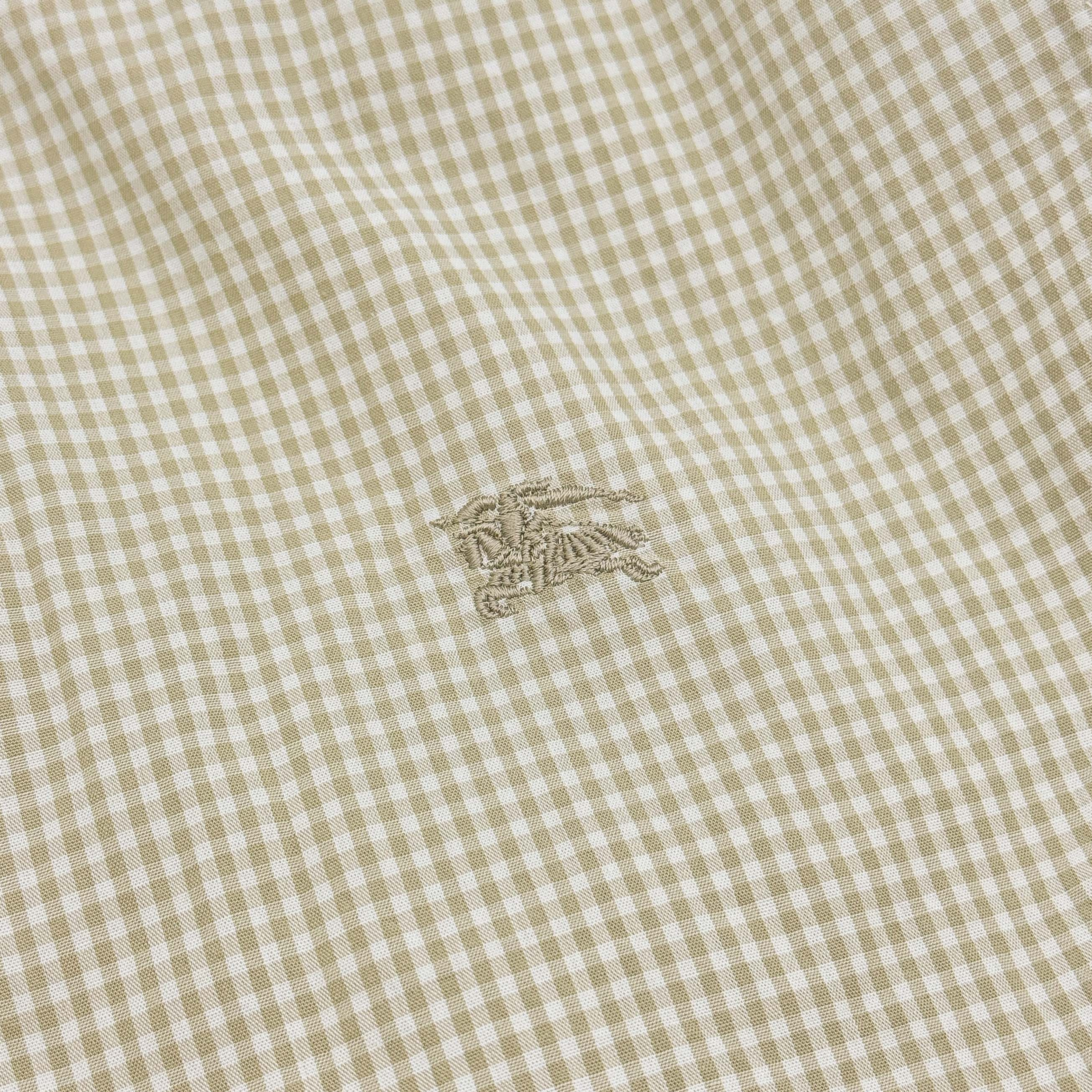 (L) Burberry Black Label Check Button Up Shirt Beige/White