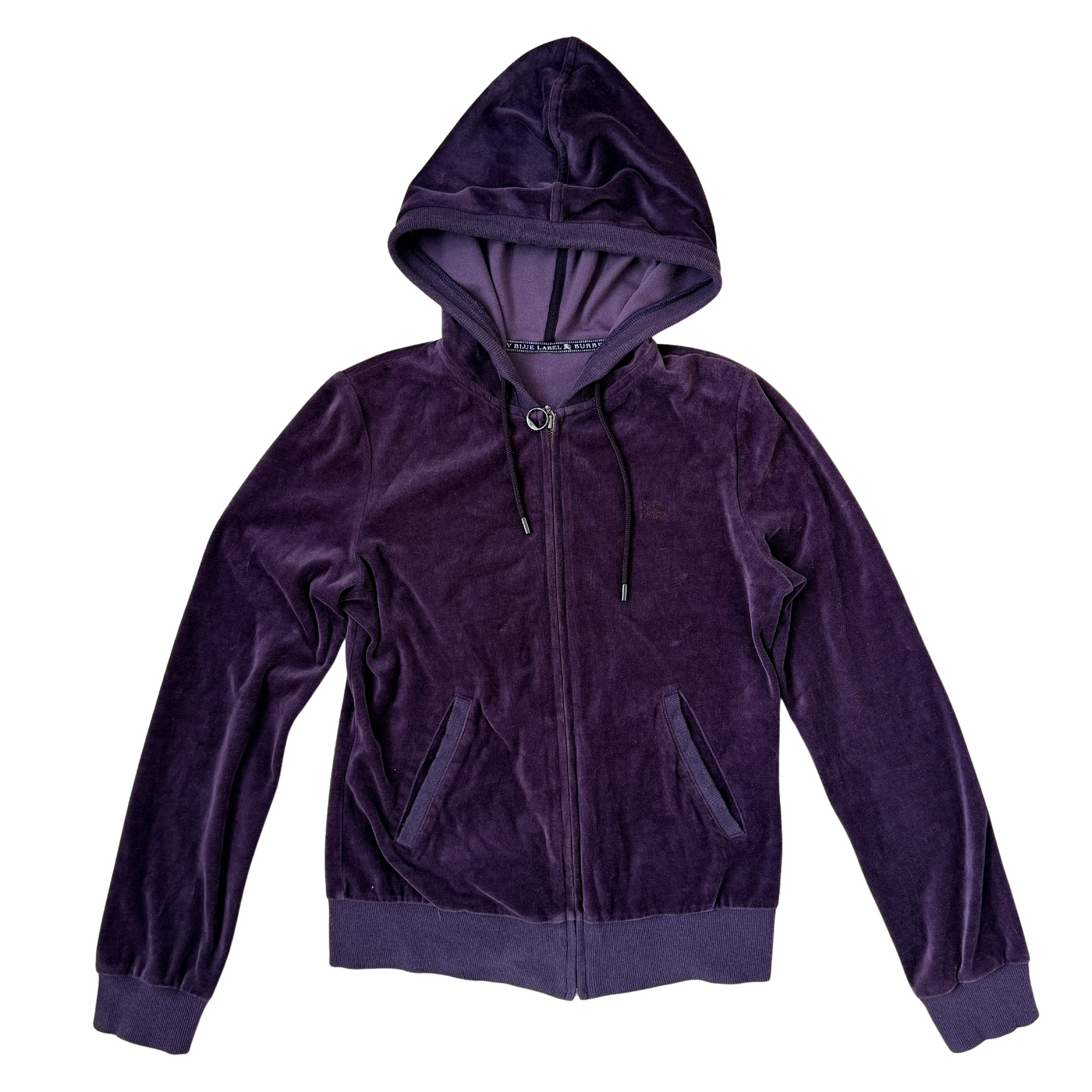 (38) Burberry Blue Label Velvet Zip-up Hoodie Jacket Purple