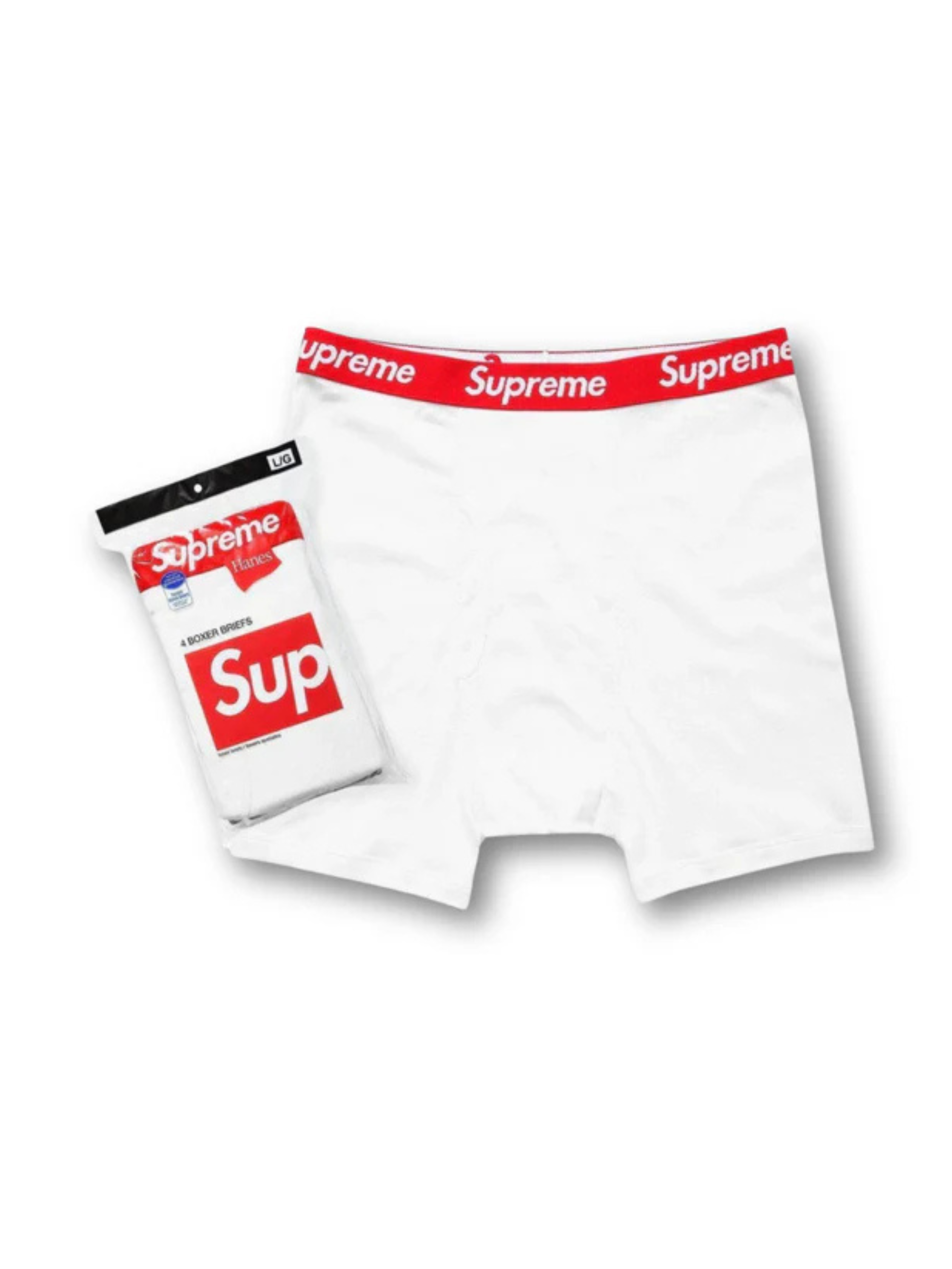 Supreme Hanes Boxer Briefs 4 Pack White