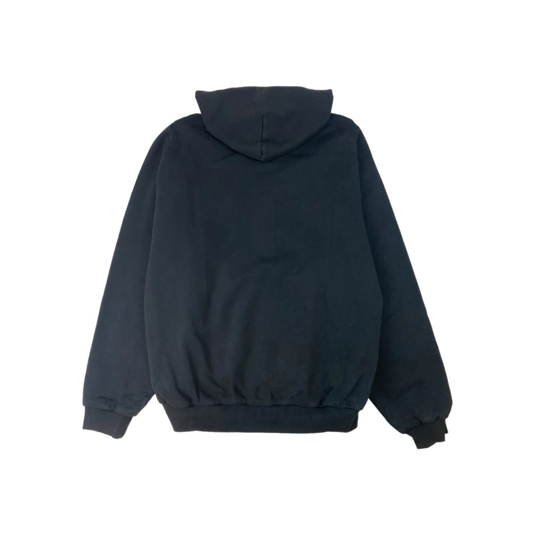 Yeezy x Gap Zip Up Exclusive Hoodie in Black, featuring a washed finish, raglan sleeves, and double-layer hood.