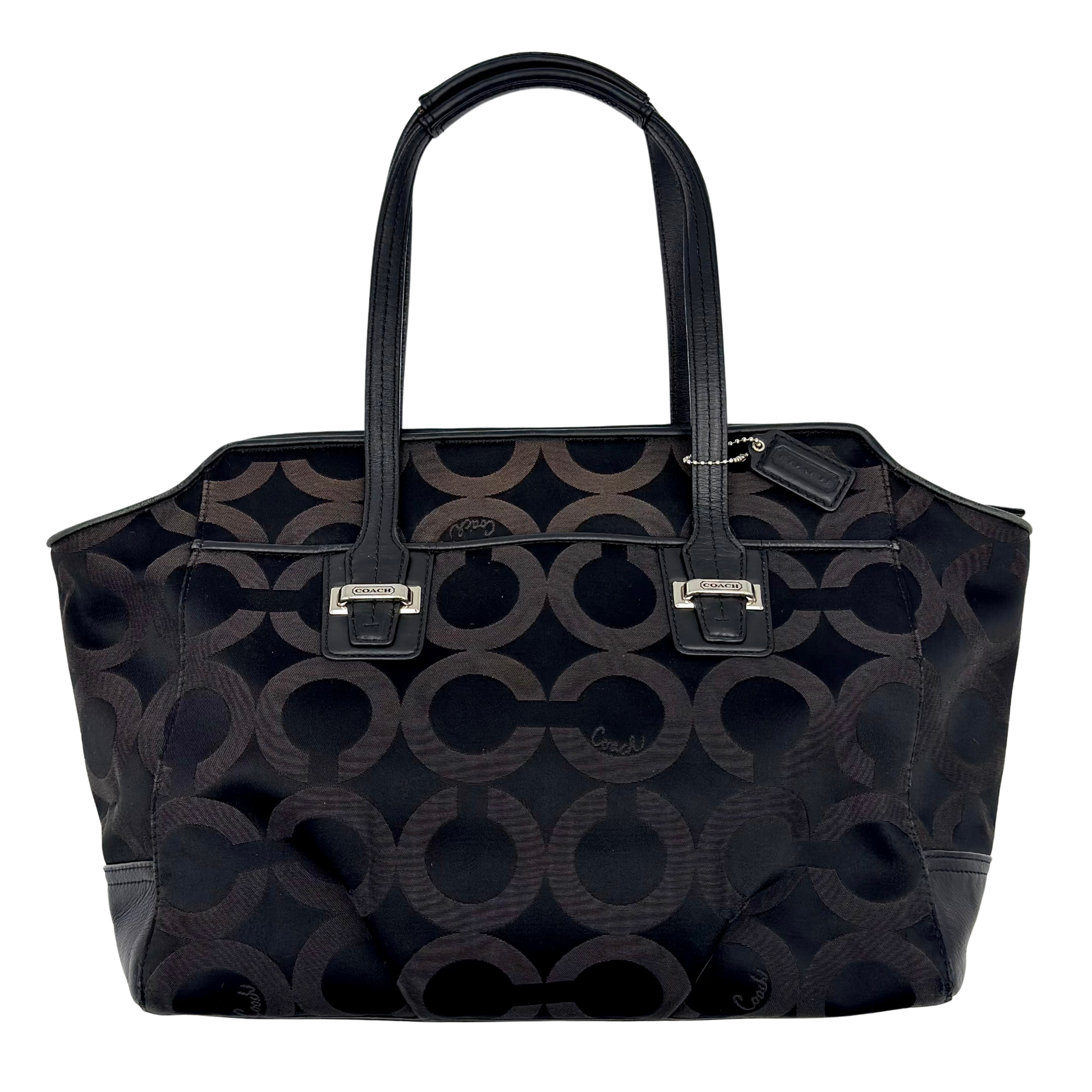 Coach Taylor OP Art Alexis Carryall Tote Bag Black