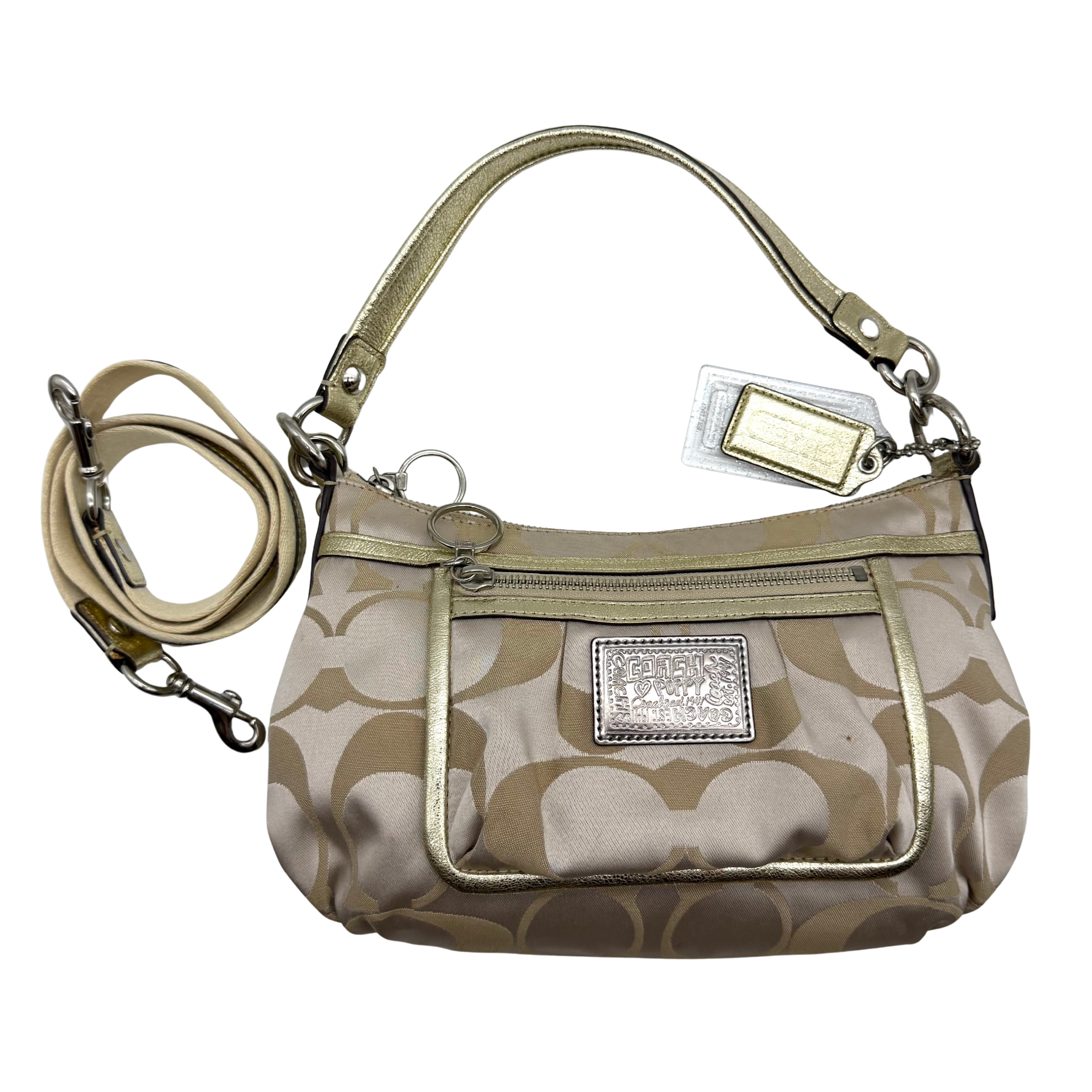 Coach 2Way Signature Shoulder Bag Cream/Gold