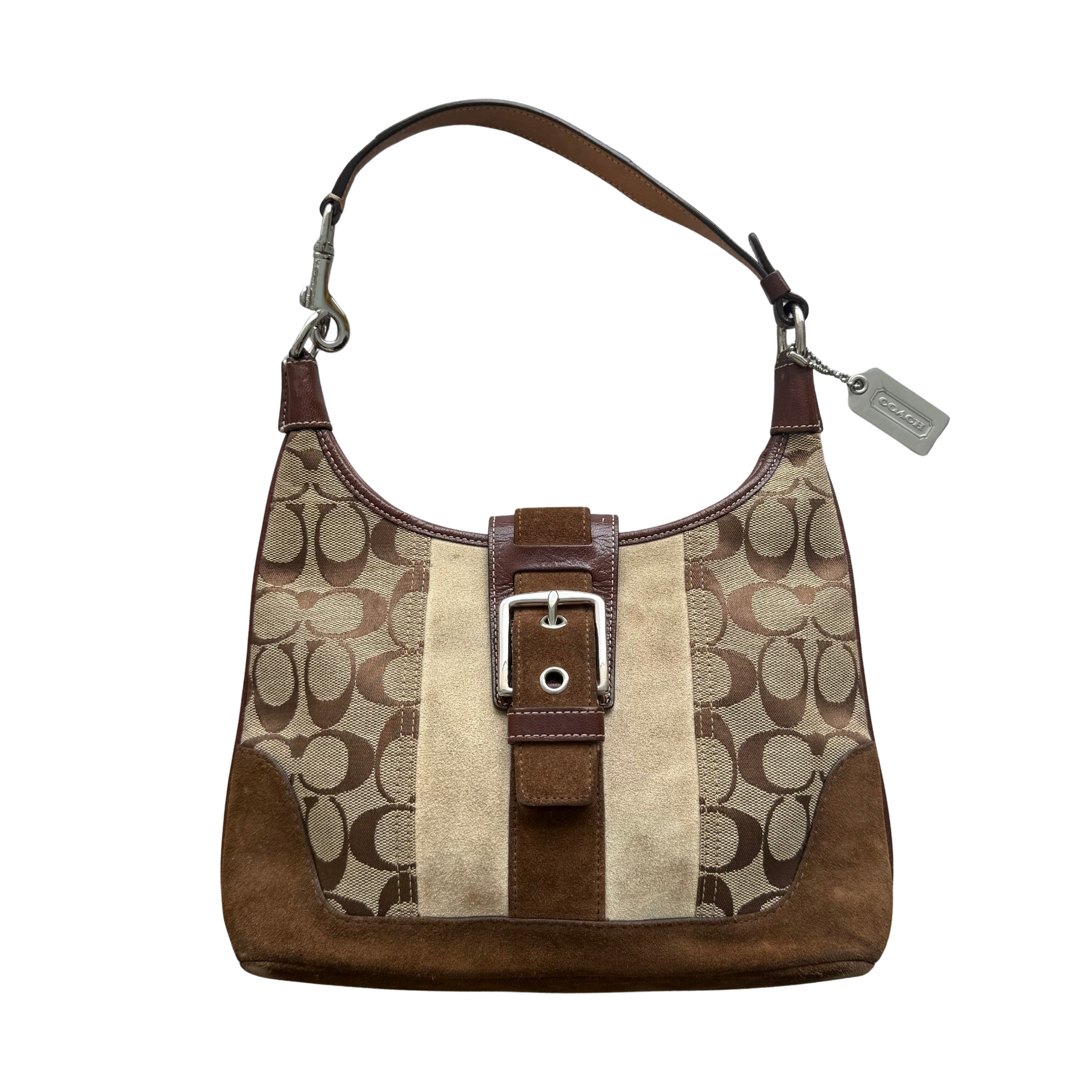 Coach Signature Mini Hamilton Stripe Hobo Shoulder Bag