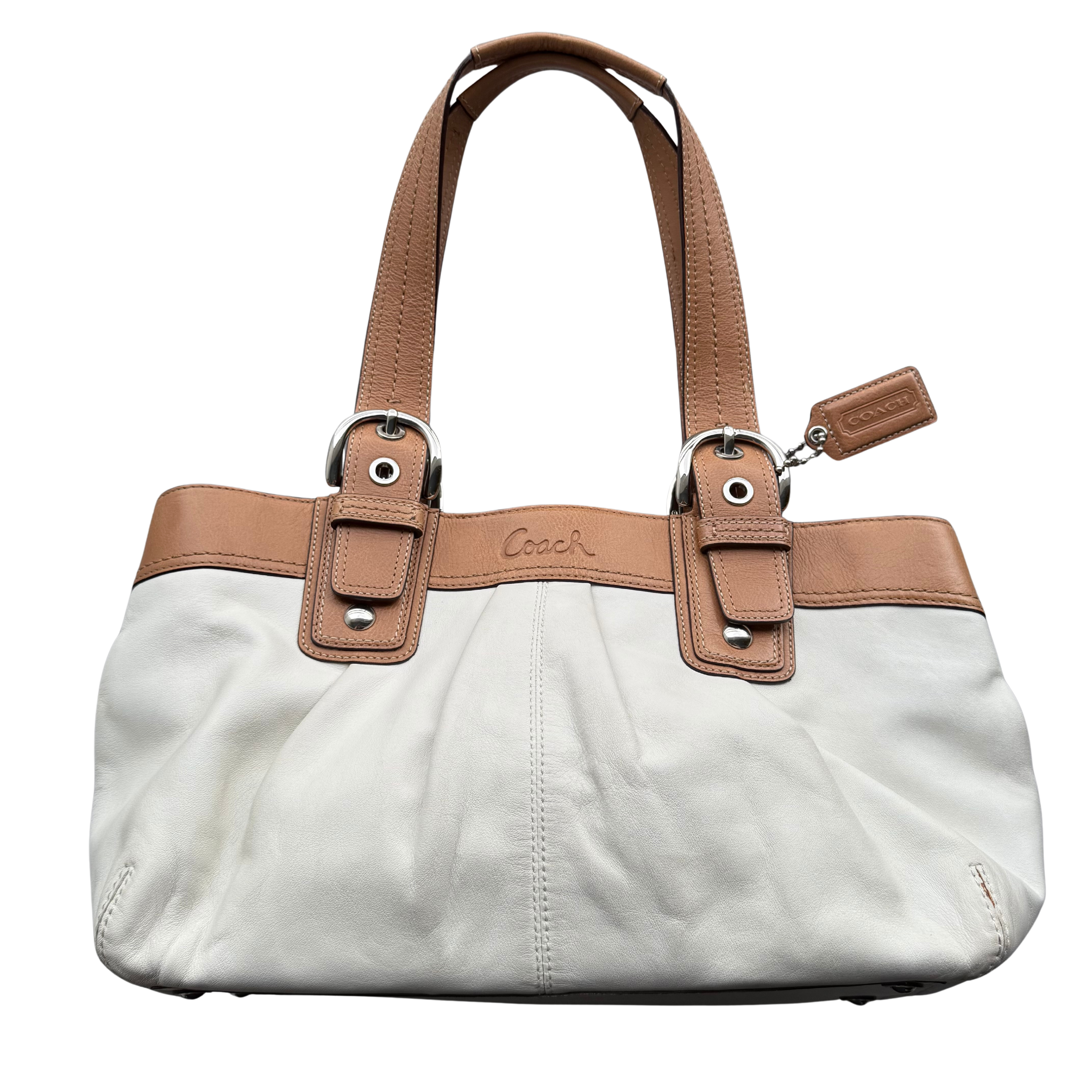 Coach Soho Buckle ToteBag Tan/White