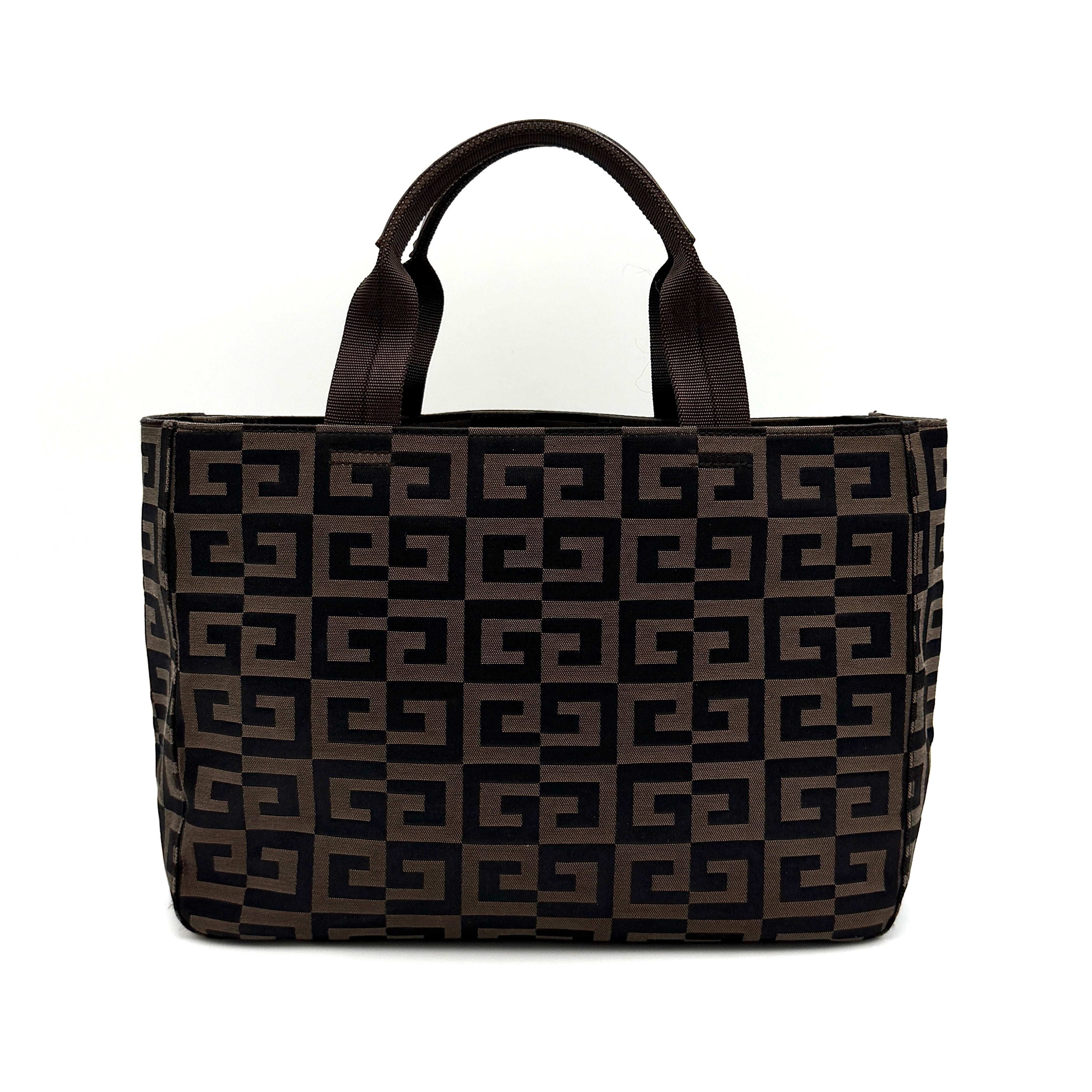 Givenchy 4G Monogram Tote Bag Brown, crafted in jacquard fabric with multi-compartment interior and top handles.