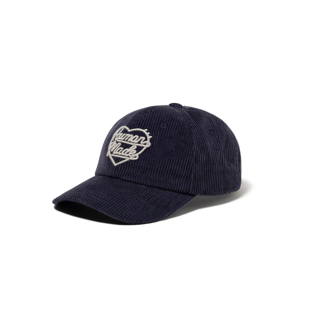Human Made navy 6Panel corduroy cap with structured six-panel design and front branding detail