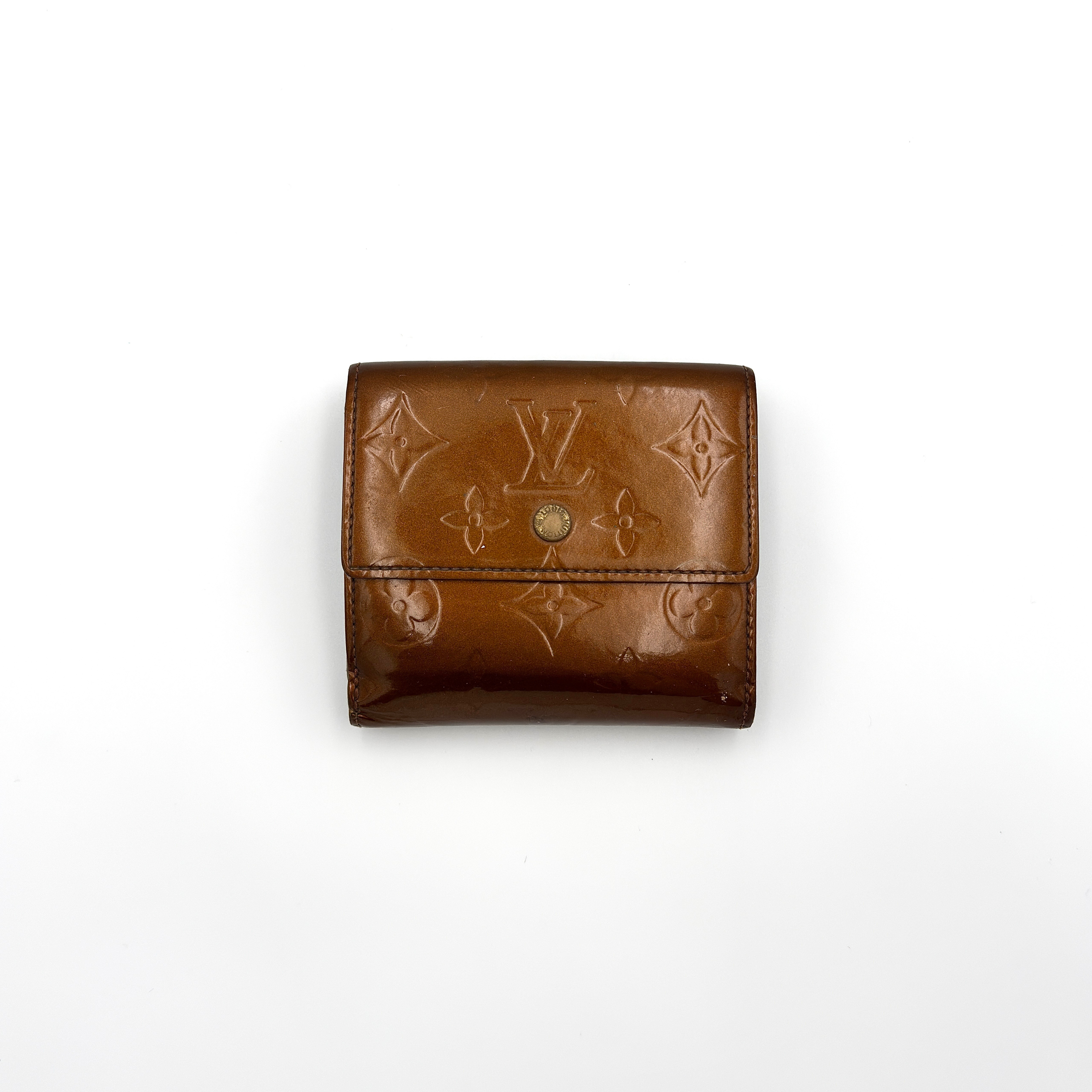 Louis Vuitton Monogram Vernis Portefeuille Elise Wallet Bronze, embossed glossy monogram leather trifold wallet