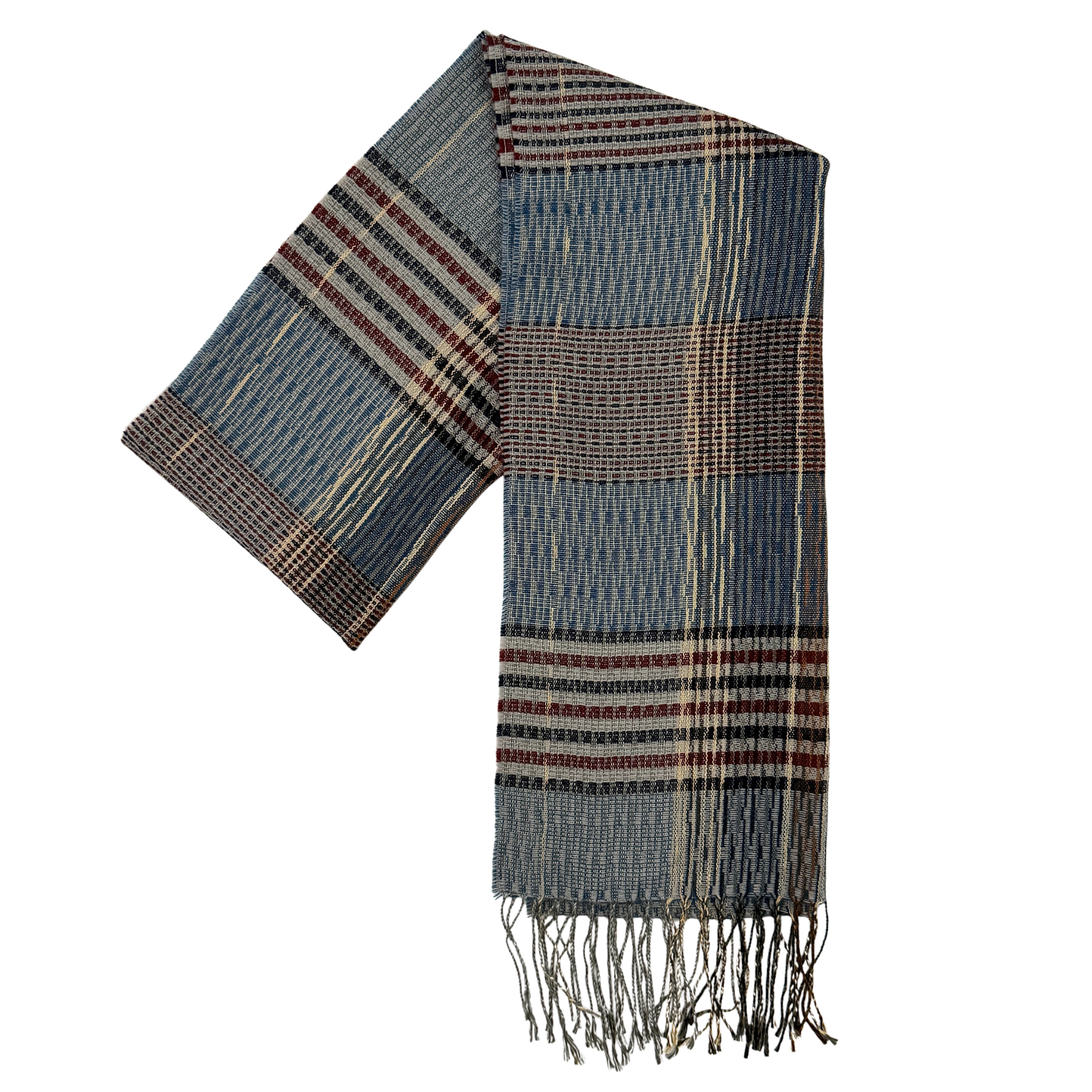 Vivienne Westwood wool tartan scarf in multicolour check with fringed ends, shown with branded label detail.