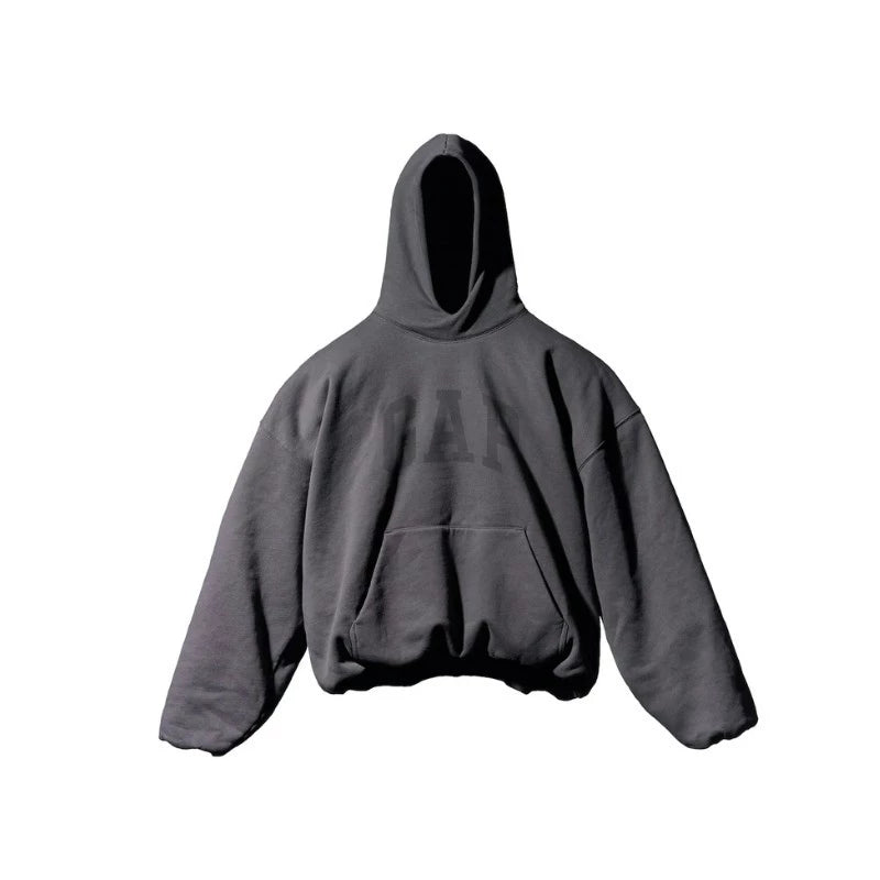 Yeezy x Gap Engineered By Balenciaga Dove Hoodie V2 Black, oversized fit with rear white dove graphic and tonal GAP logo on washed black fleece.