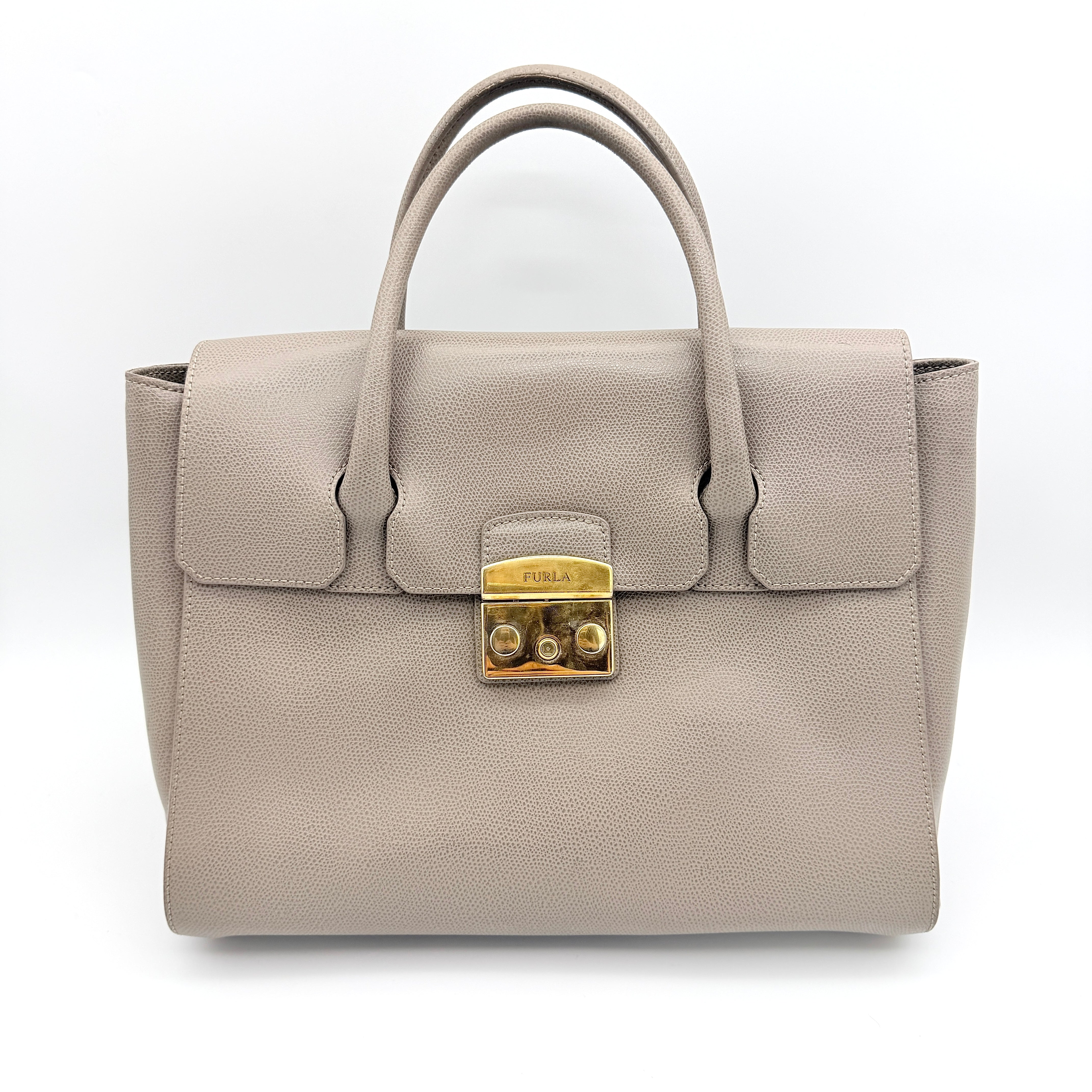 Furla 2Way Metropolis Satchel Handbag Beige