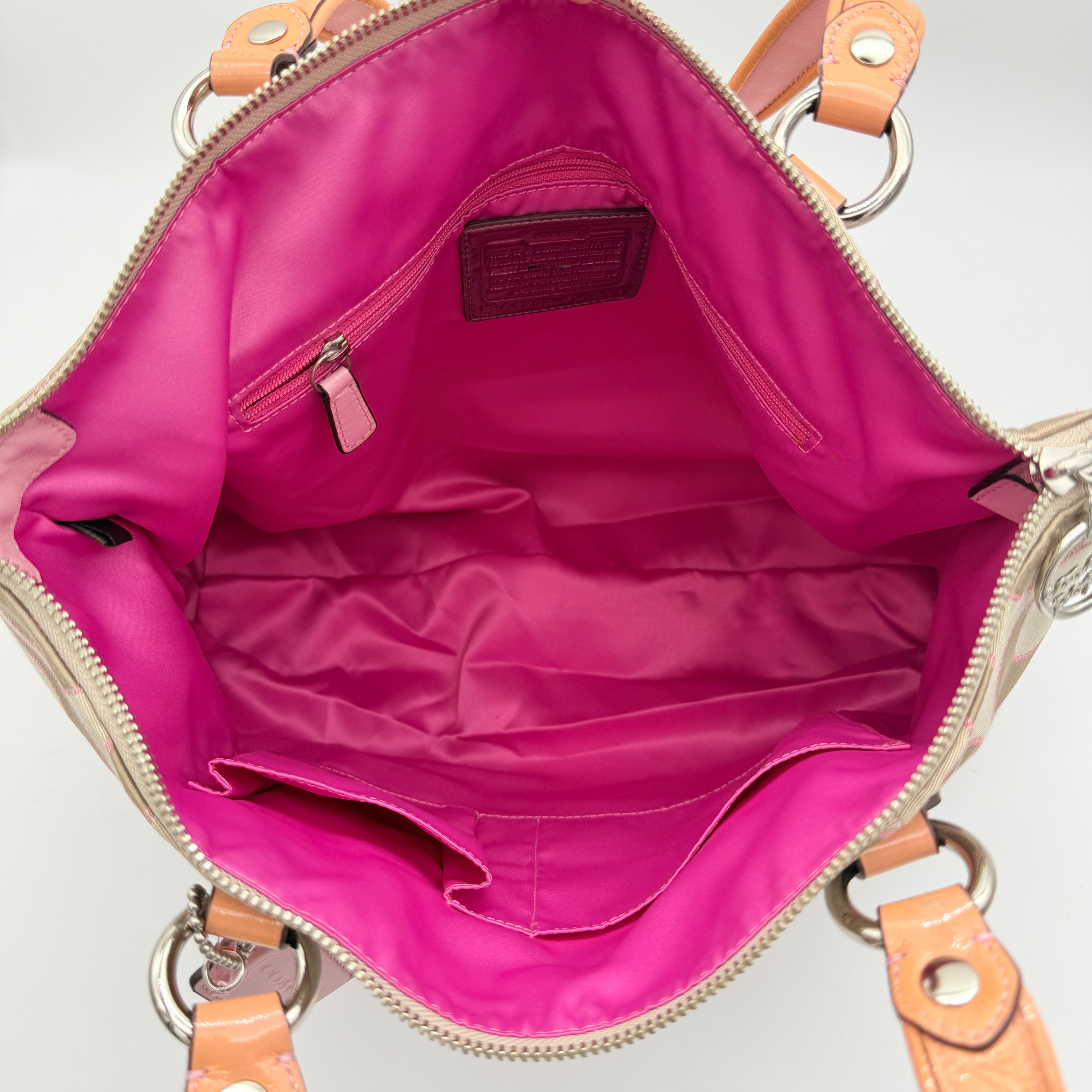 Coach Signature Poppy Shoulder Bag Beige/Pink