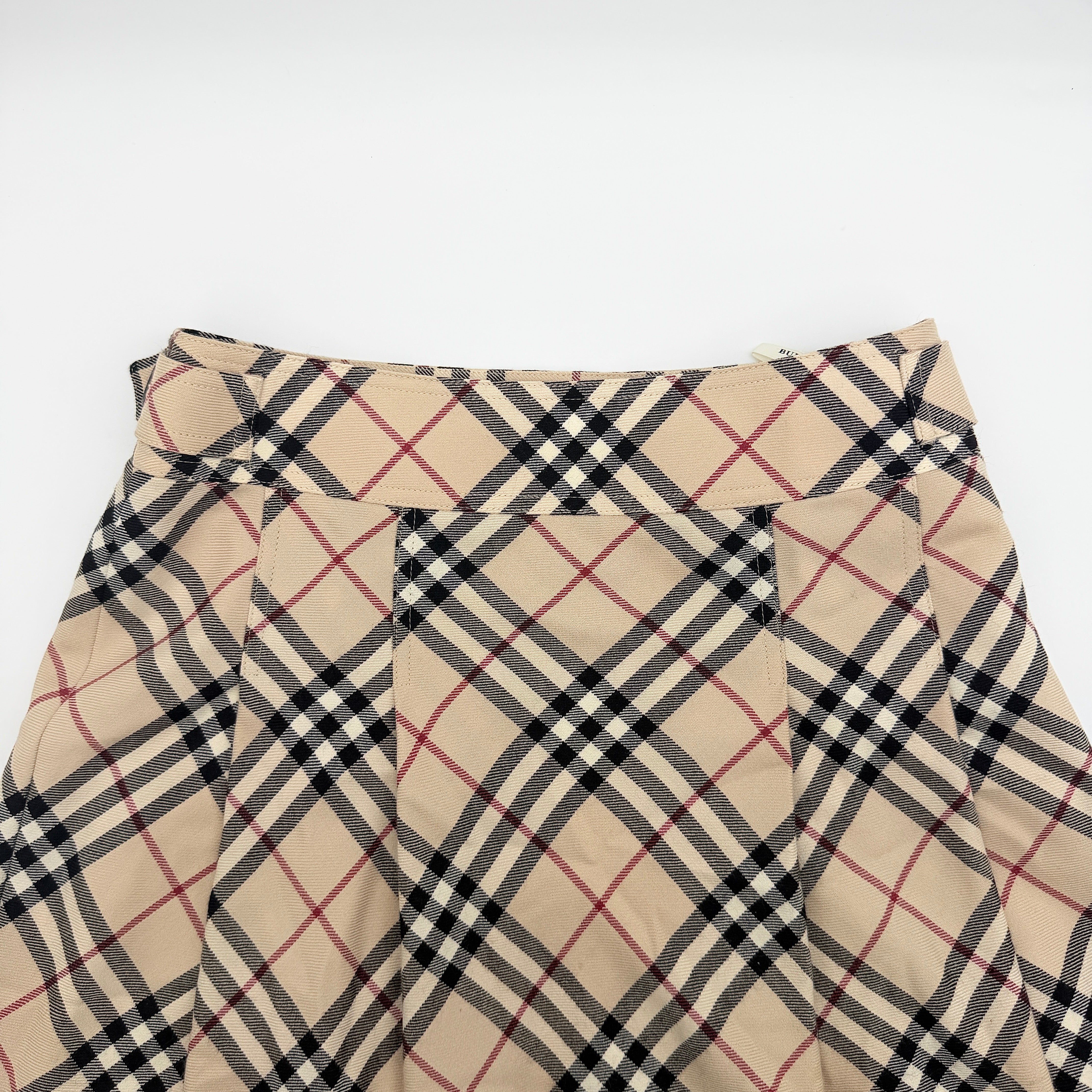 (38) Burberry London Nova Check Flare Skirt Beige