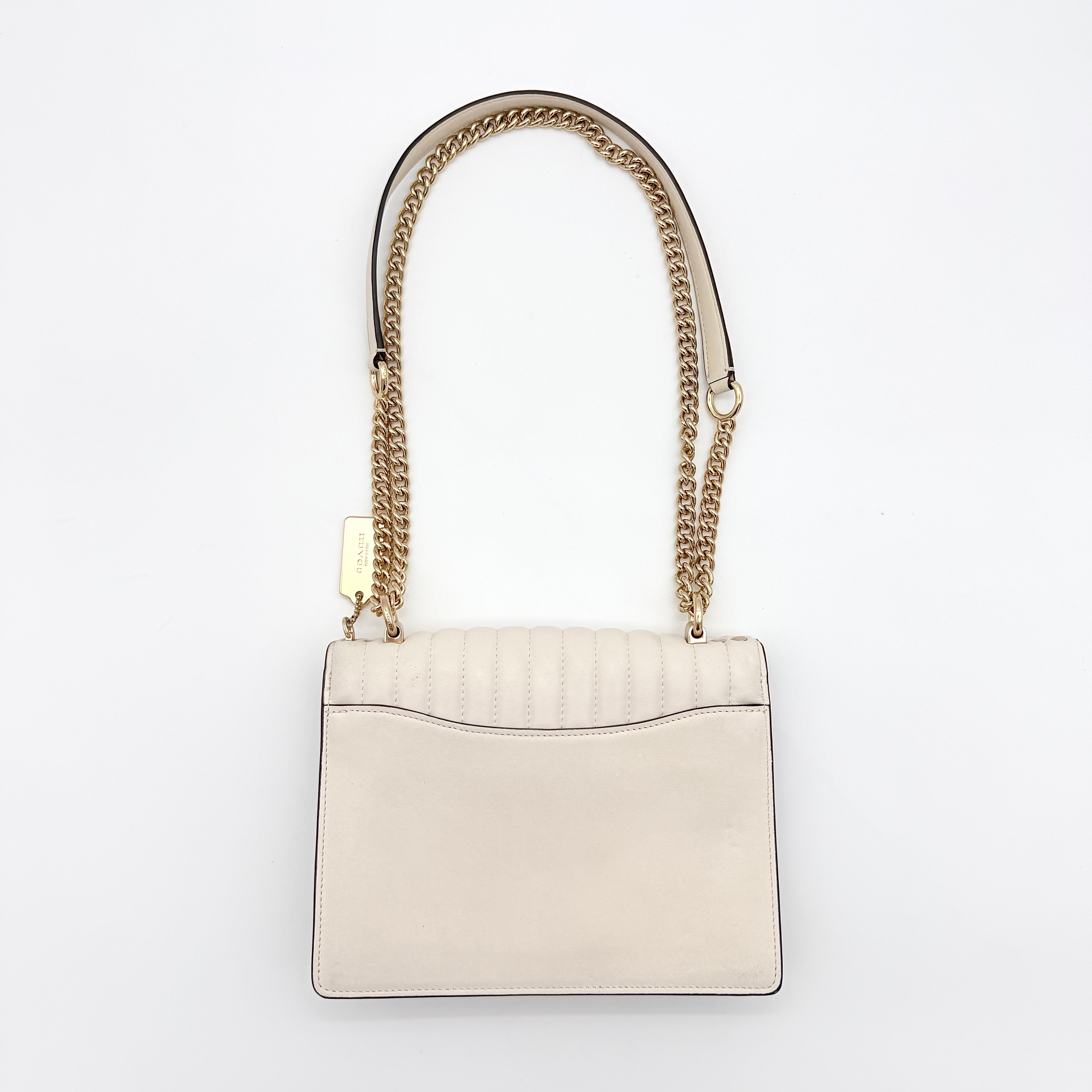 Coach 2Way Klare Linear Quilting Shoulder Bag Cream