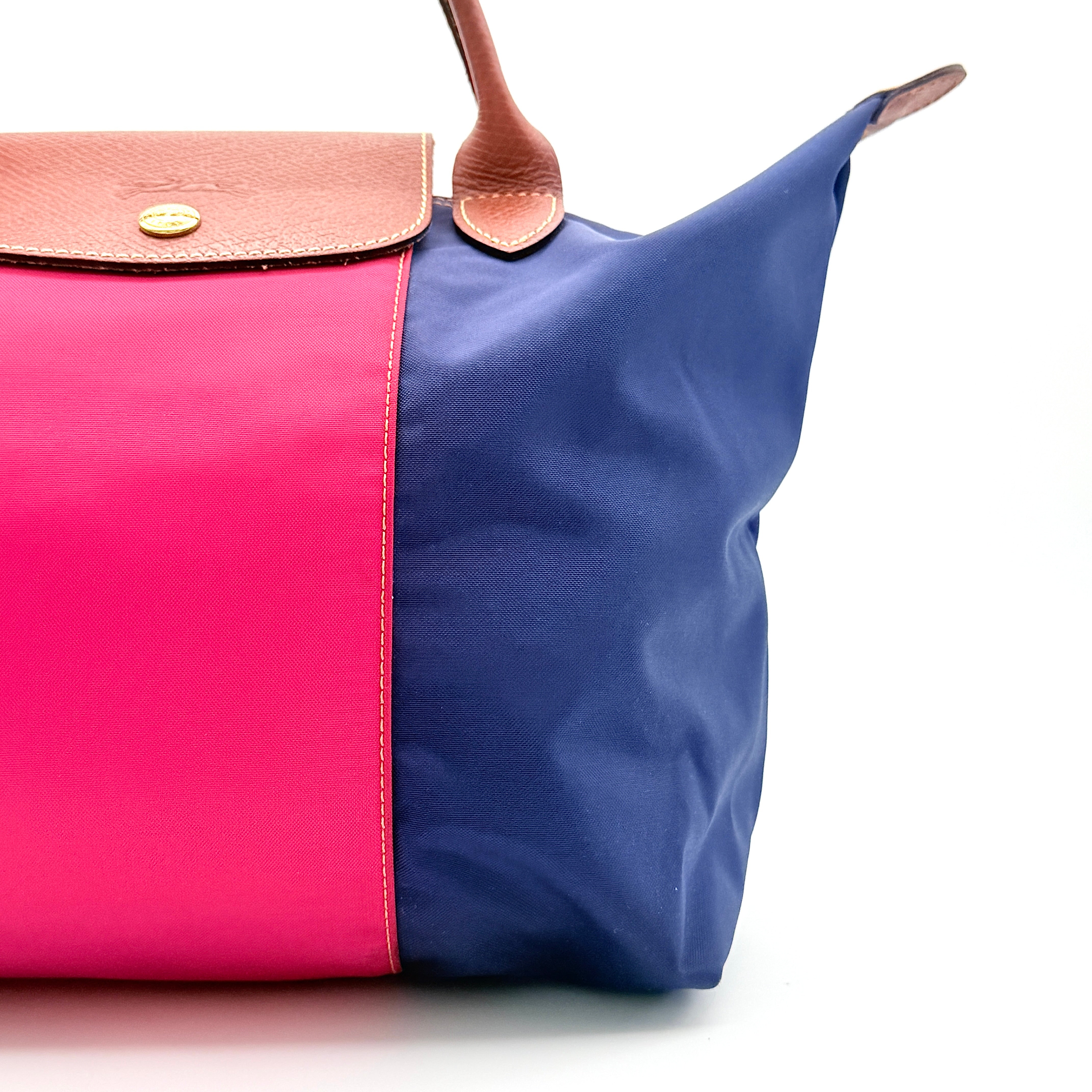 Longchamp Le Pliage Nylon Tote Bag Blue/Pink