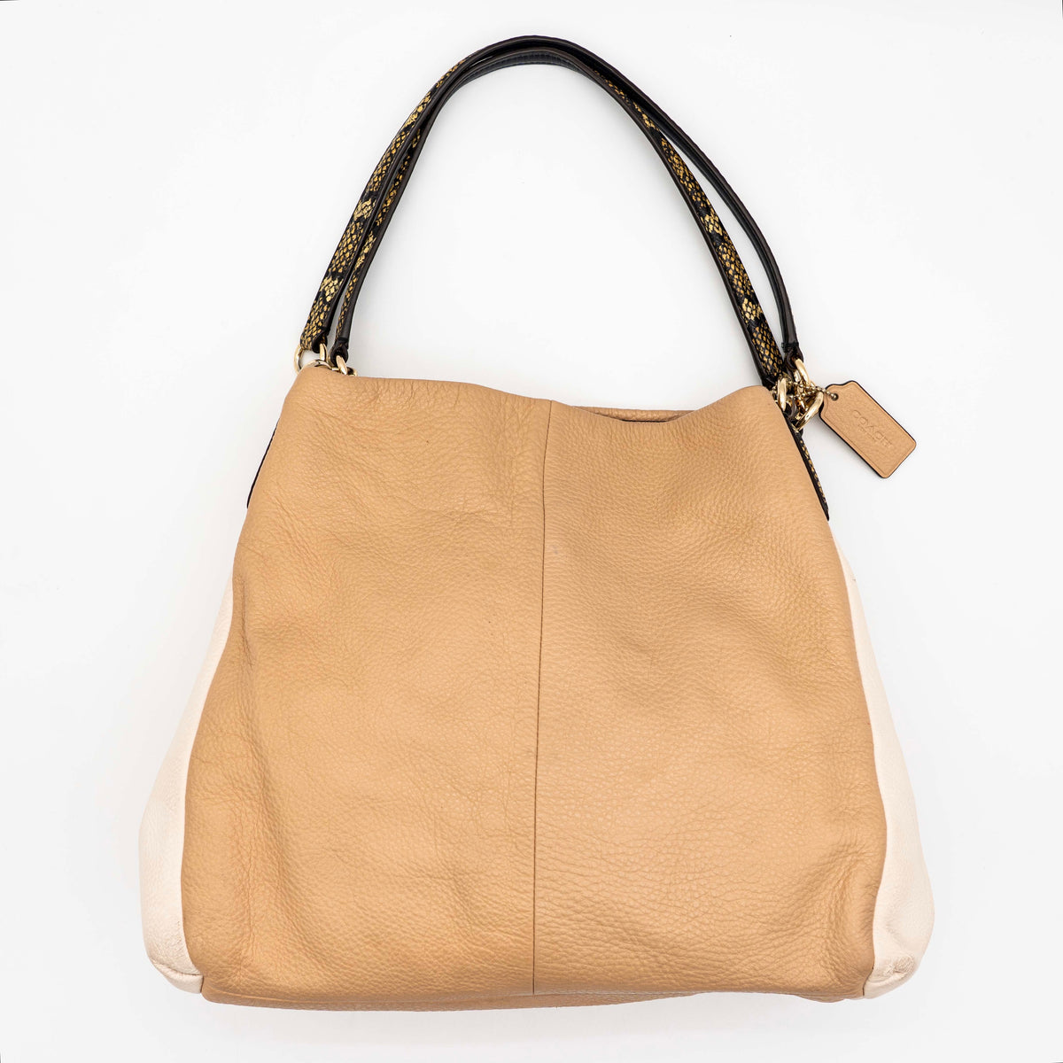 Coach Phoebe Snakeskin Hobo Shoulder Bag Beige/Ivory